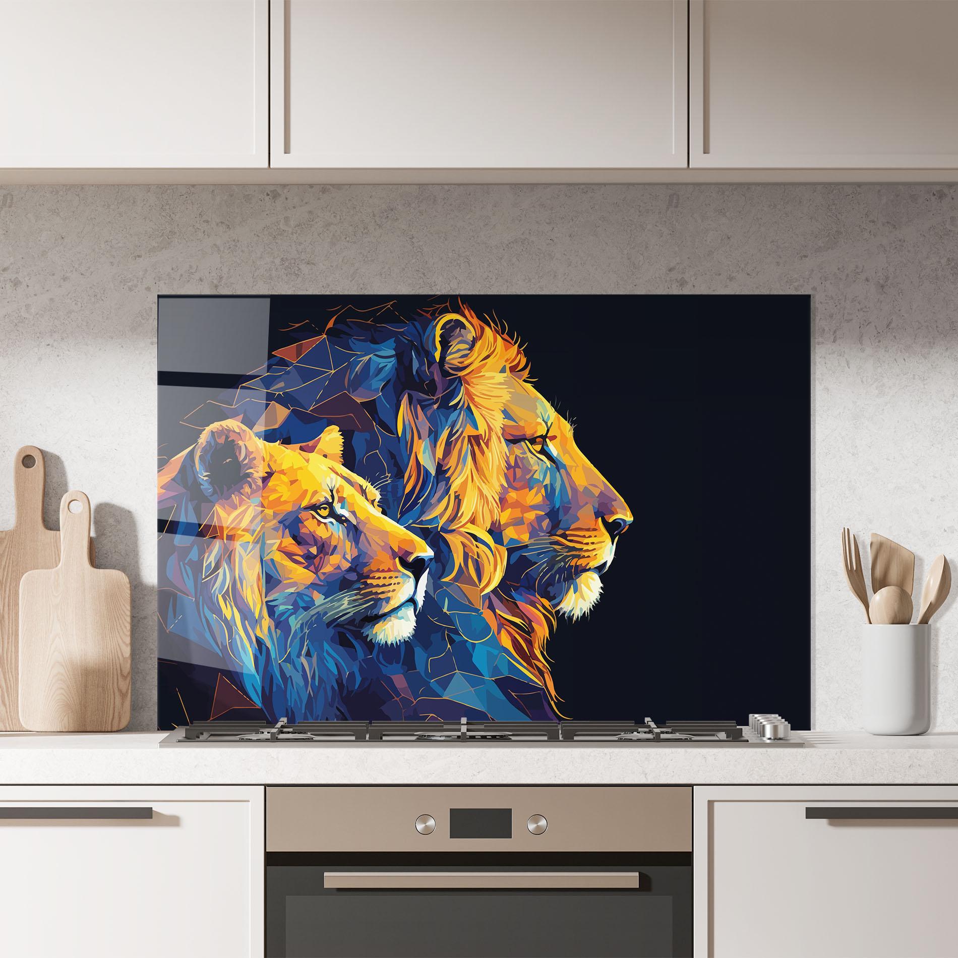 Panou Sticla Bucatarie Orange Blue Lion mockup 7