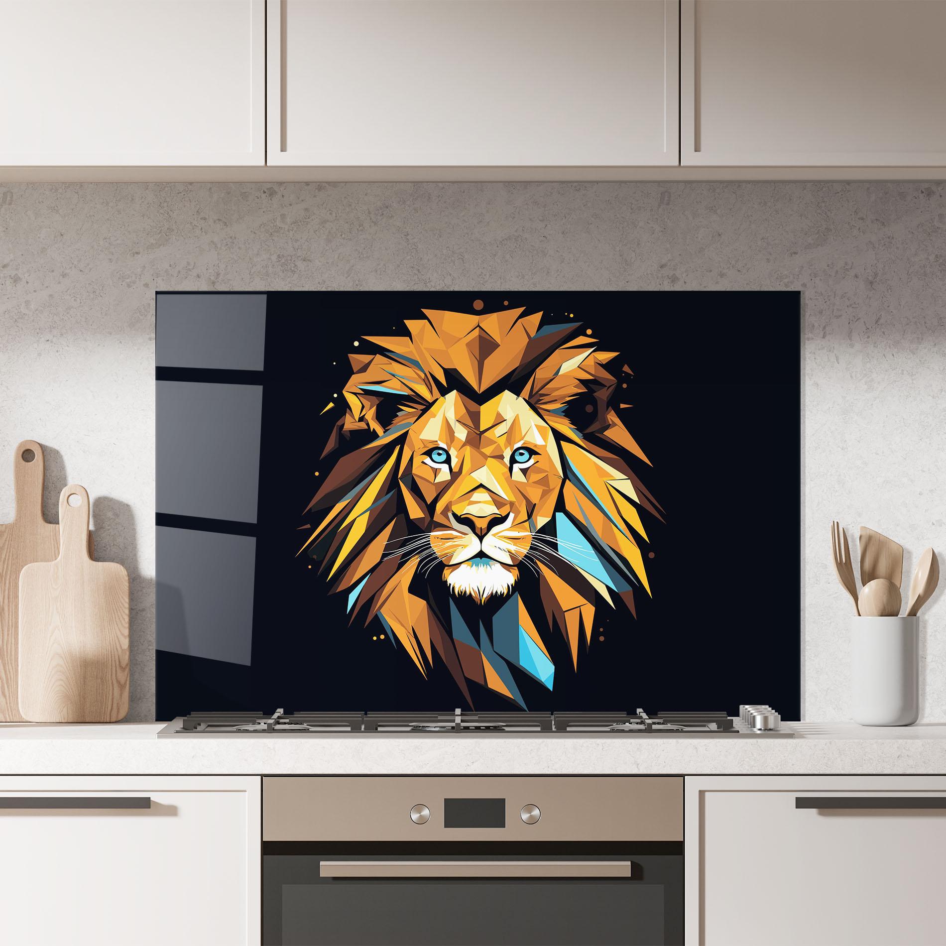 Panou Sticla Bucatarie Pop Art Lion mockup 7