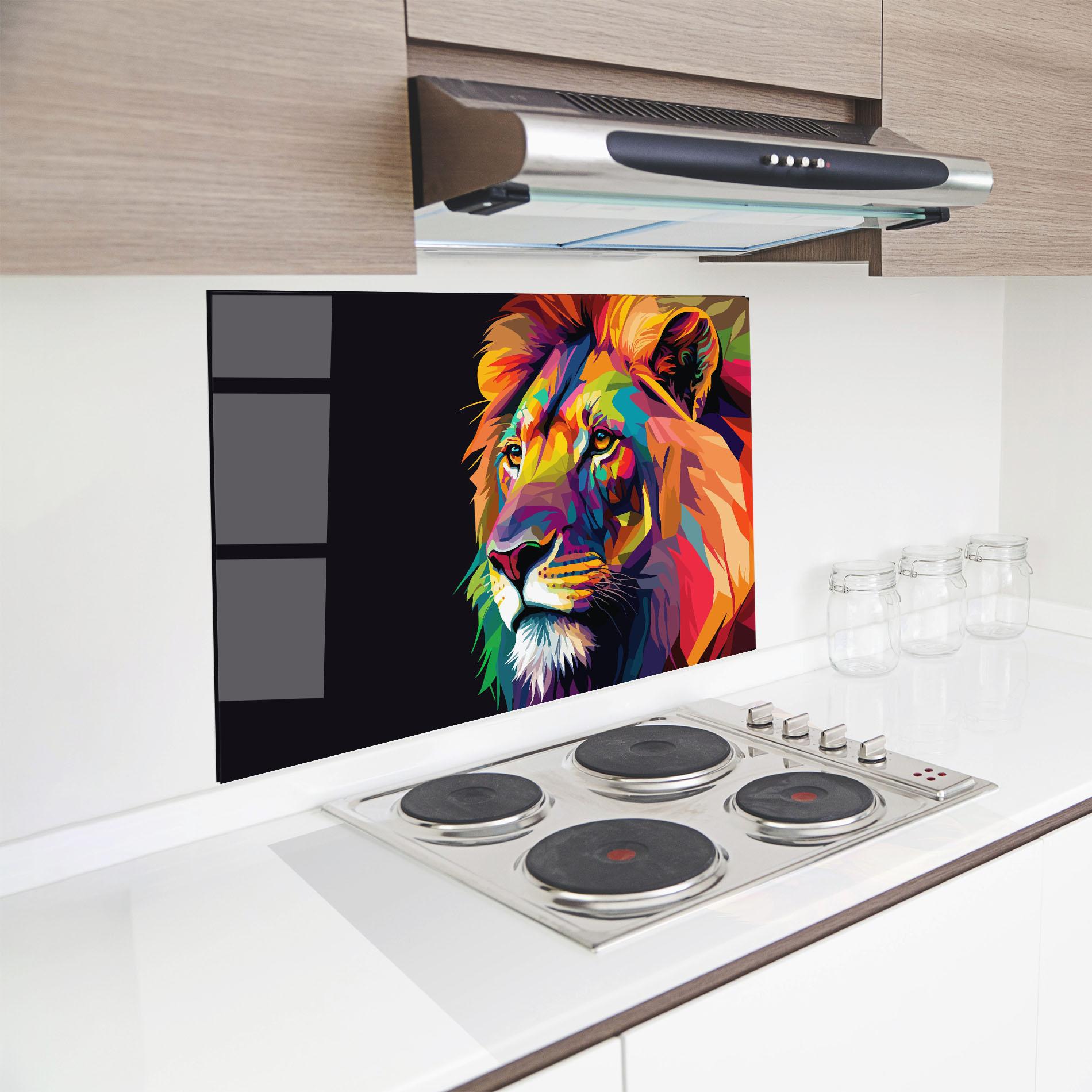 Panou Sticla Bucatarie Colorful Lion mockup 8