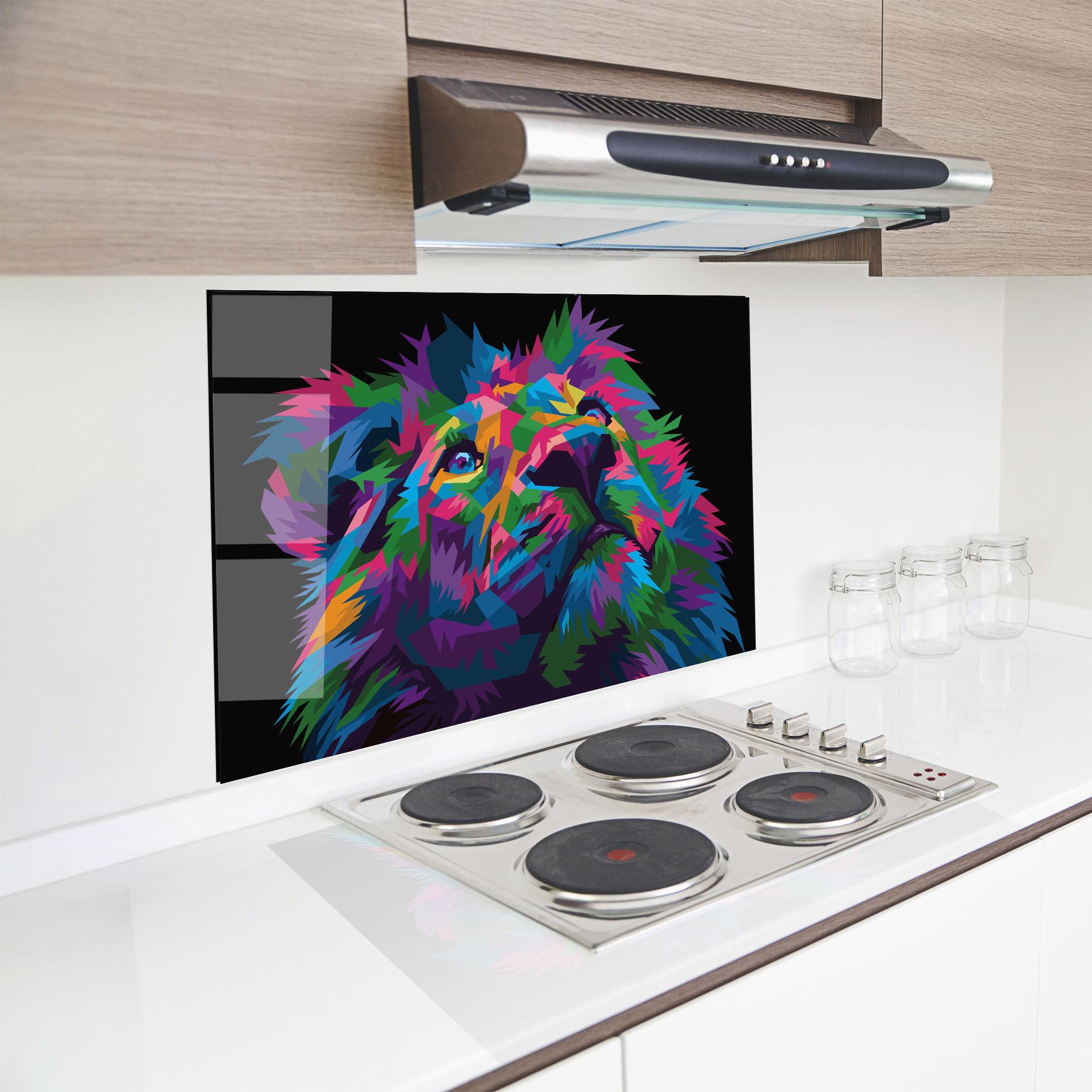 Panou Sticla Bucatarie Cute Color Lion mockup 8