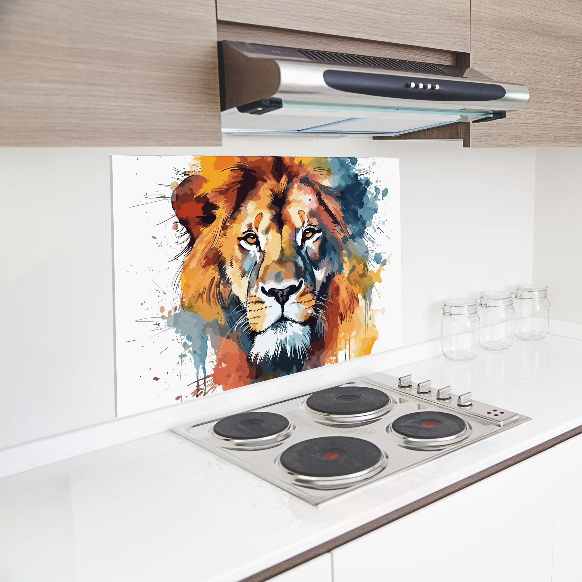 Panou Sticla Bucatarie Lion Head Art mockup 8