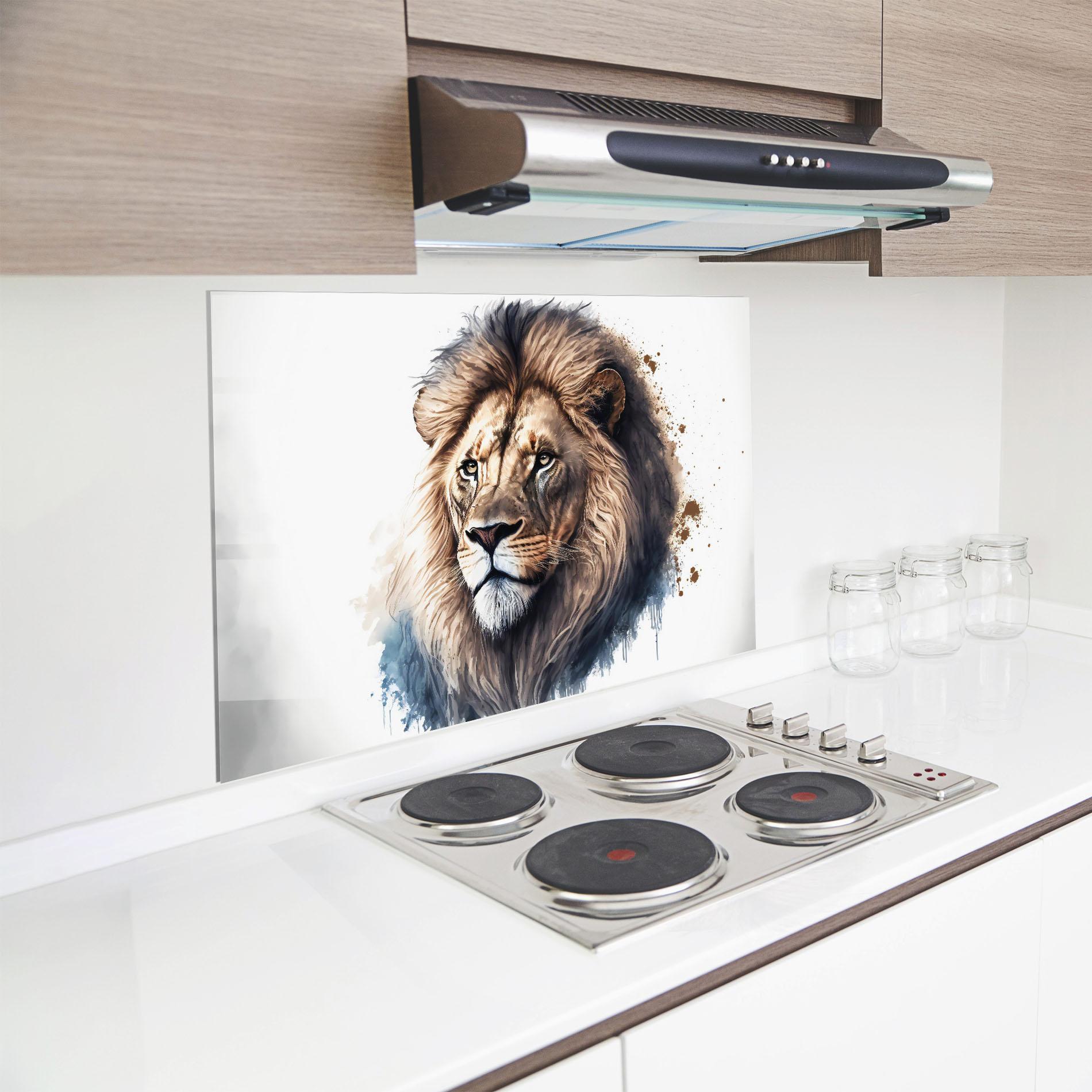 Panou Sticla Bucatarie Lion Head Painting mockup 8