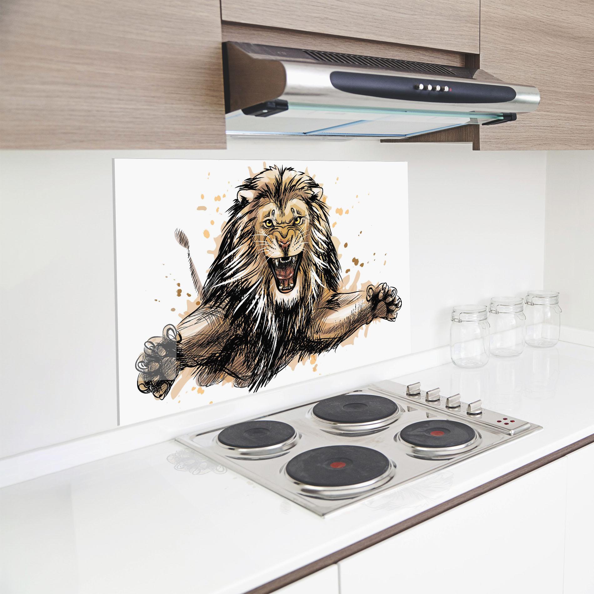 Panou Sticla Bucatarie Lion Jump mockup 8