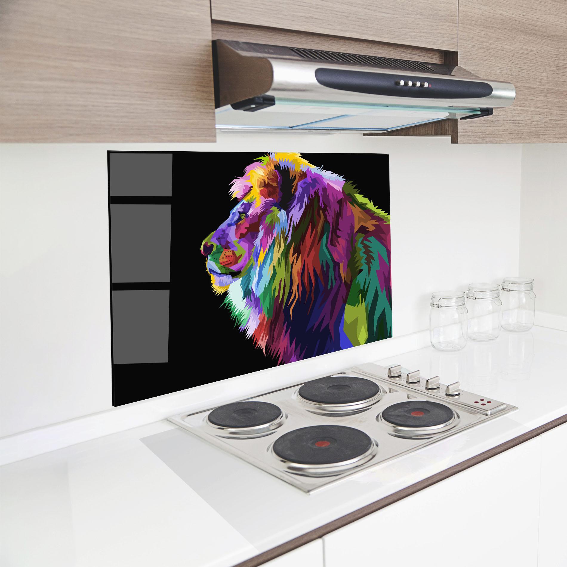 Panou Sticla Bucatarie Lion Standing mockup 8