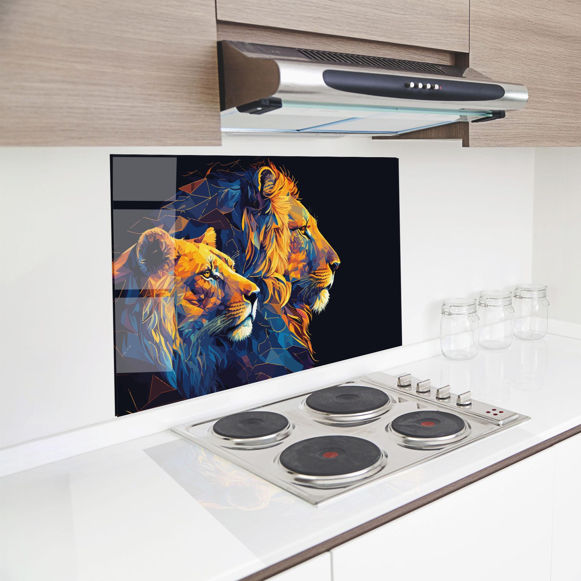 Panou Sticla Bucatarie Orange Blue Lion mockup 8