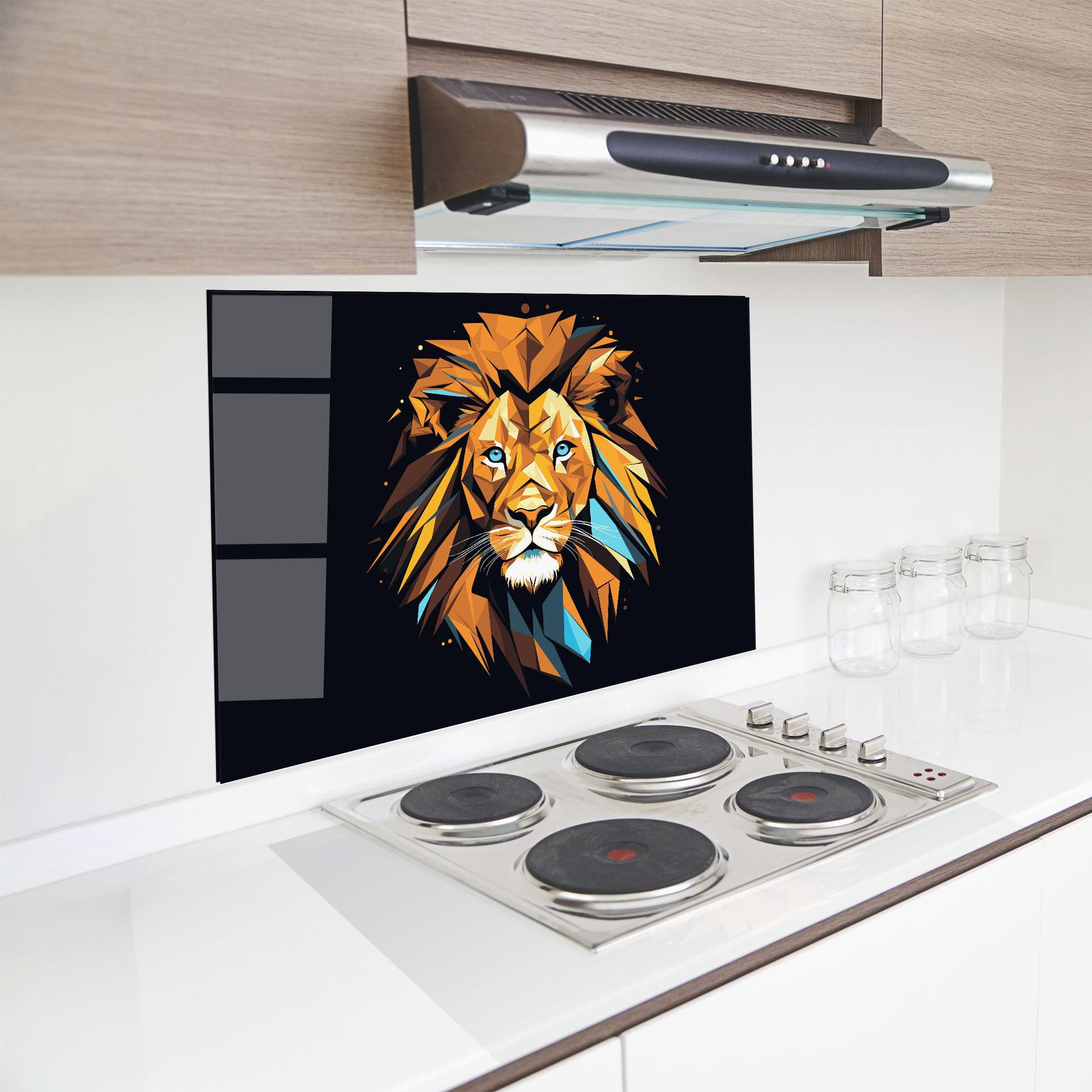 Panou Sticla Bucatarie Pop Art Lion mockup 8