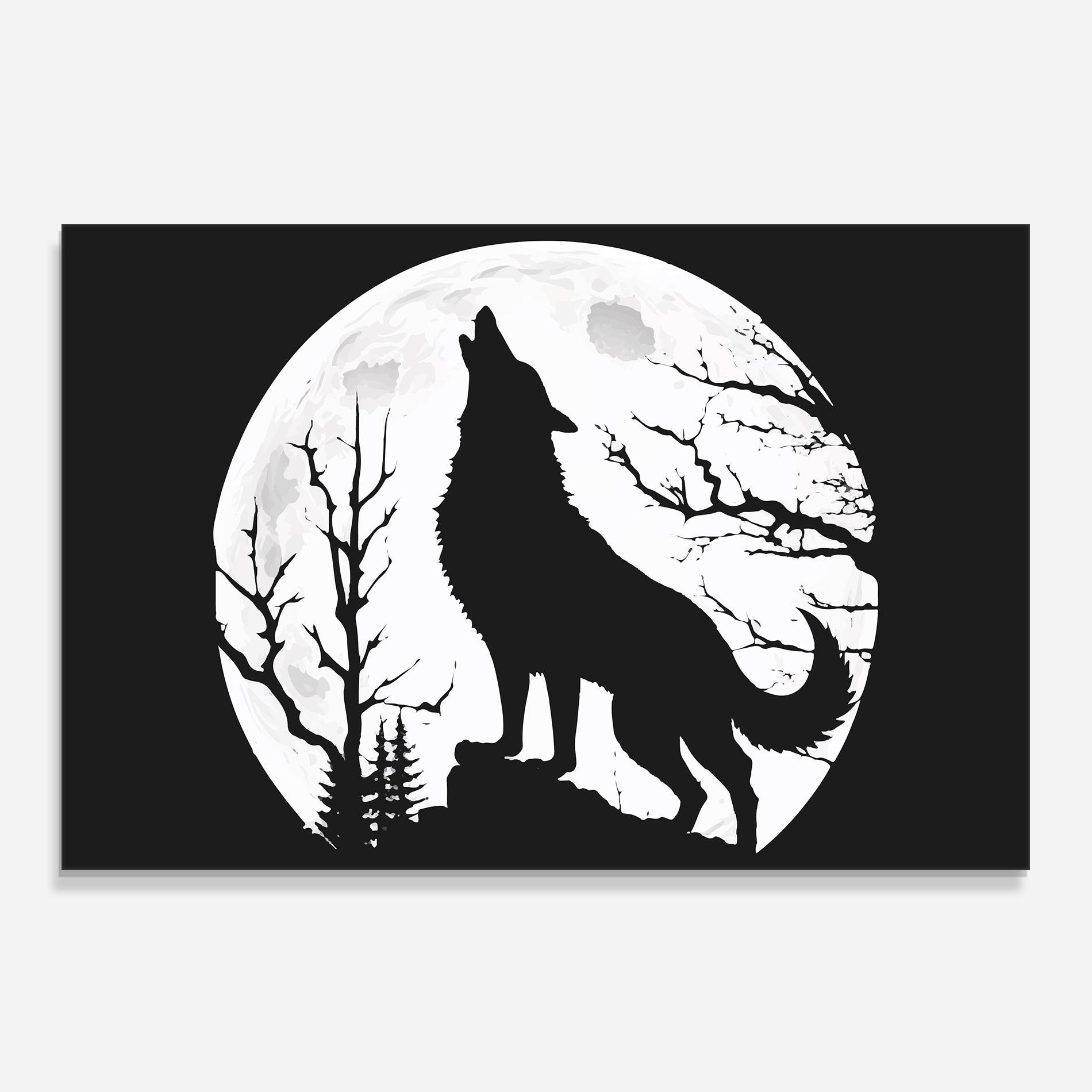 Panou Sticla Bucatarie Full Moon Wolf mockup 0