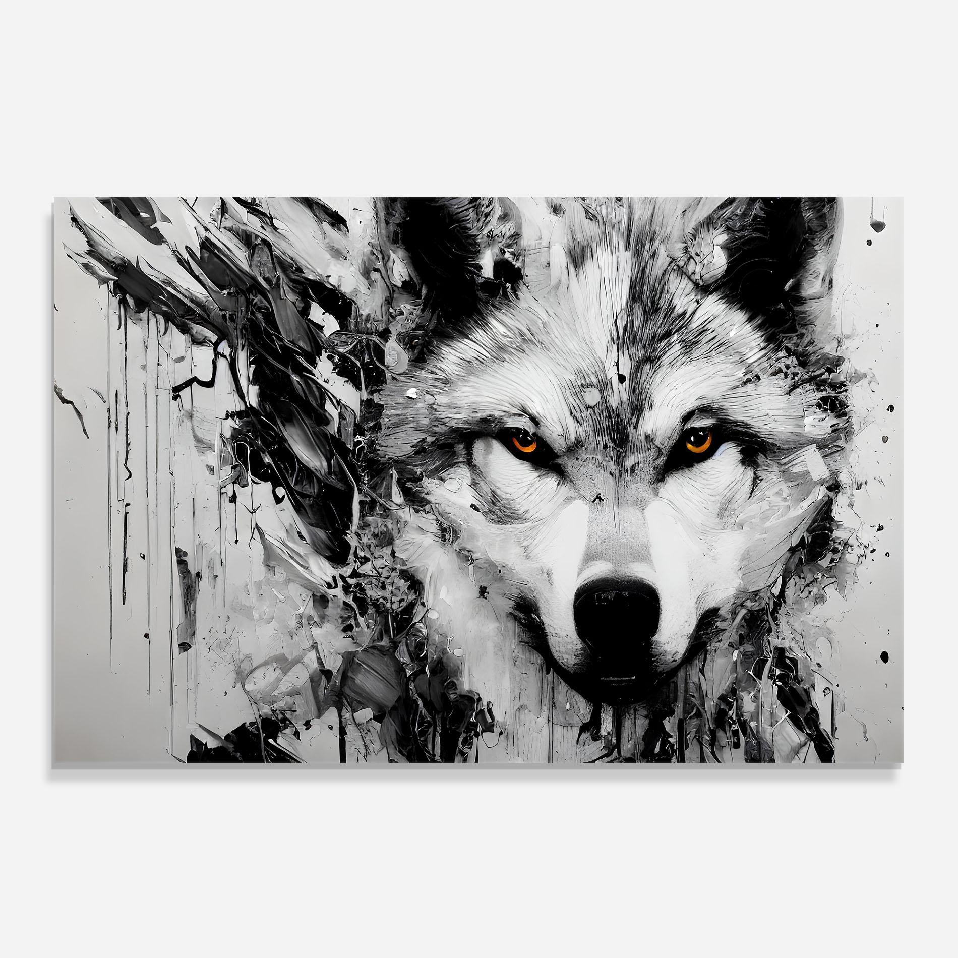 Panou Sticla Bucatarie Grey Wolf Portrait mockup 0