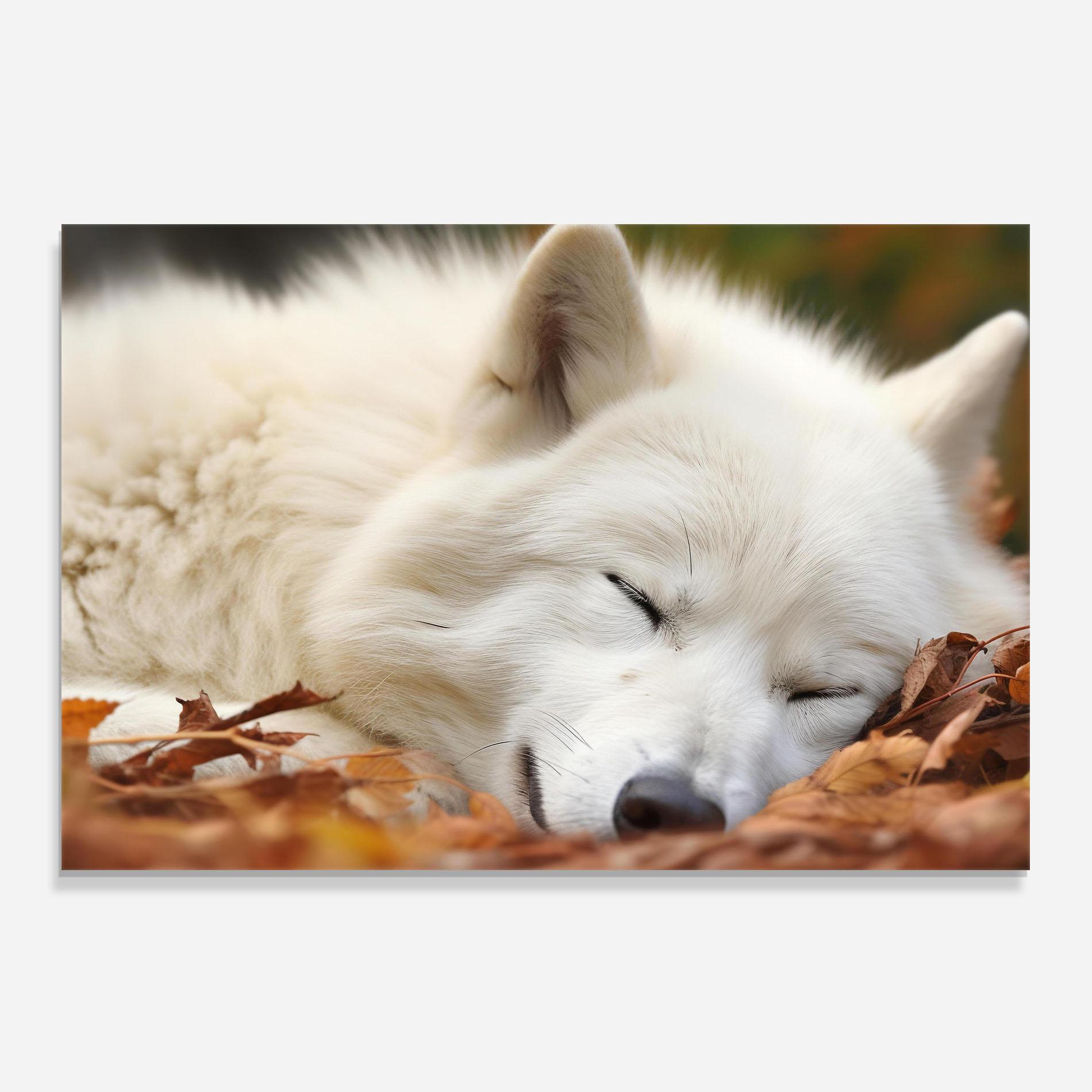 Panou Sticla Bucatarie White Wolf Sleeping mockup 0