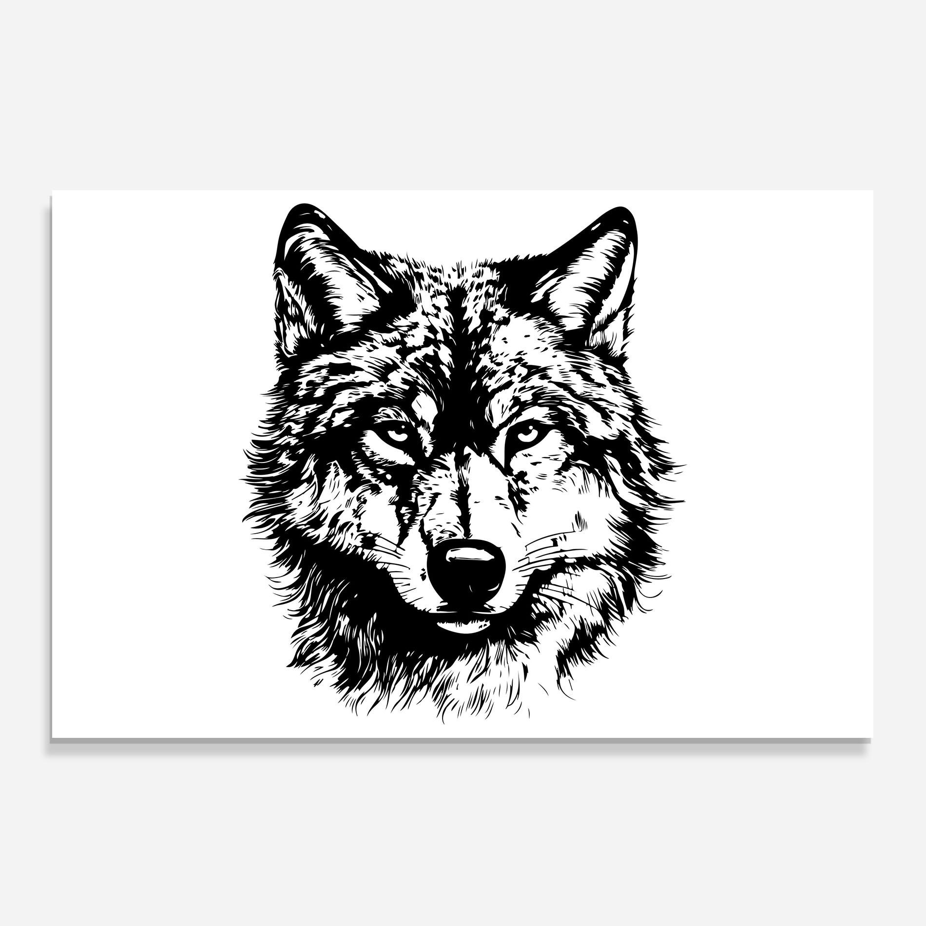 Panou Sticla Bucatarie Wolf Head Shilouette mockup 0
