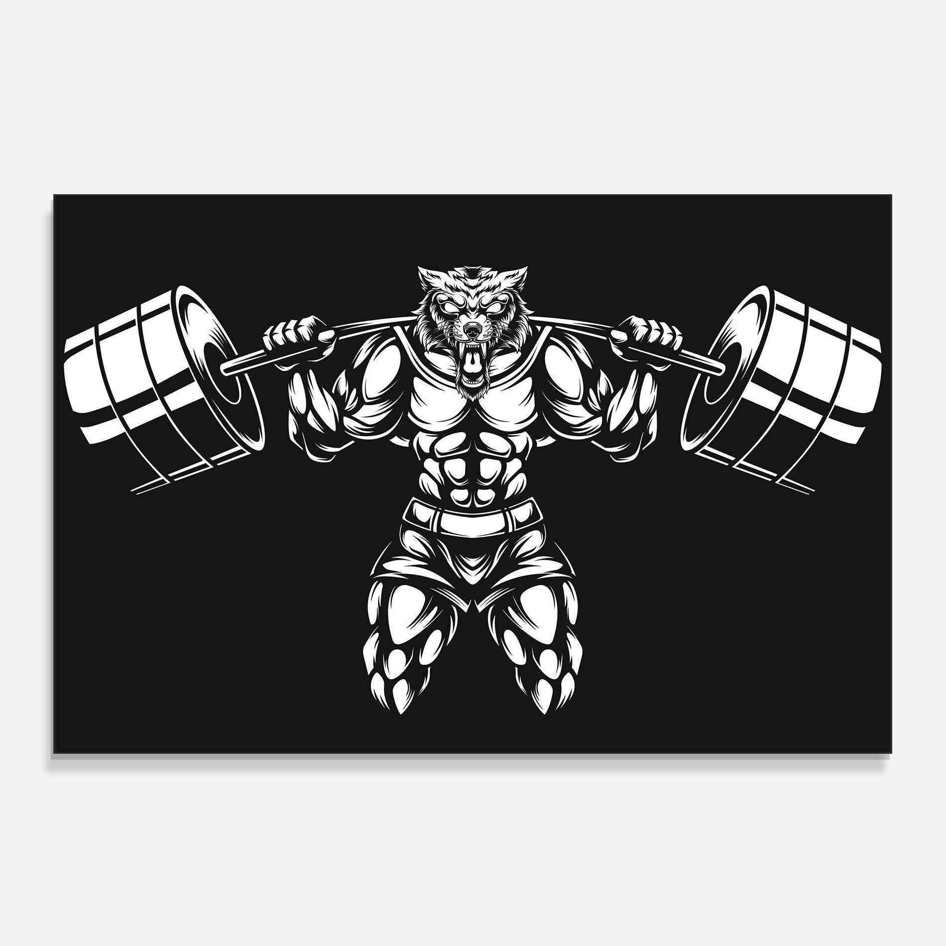 Panou Sticla Bucatarie Work Out Wolf mockup 0