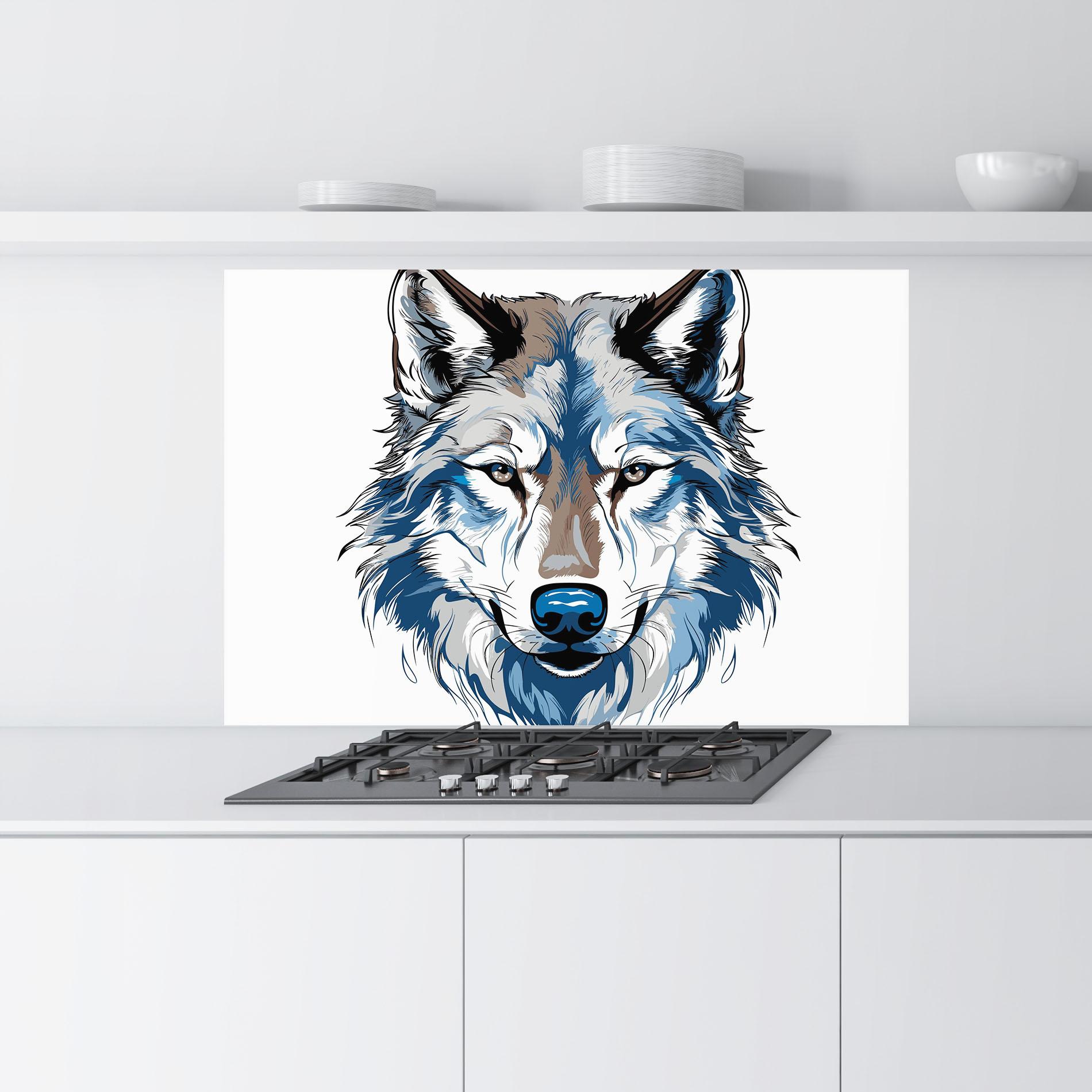 Panou Sticla Bucatarie Blue Wolf Head mockup 9
