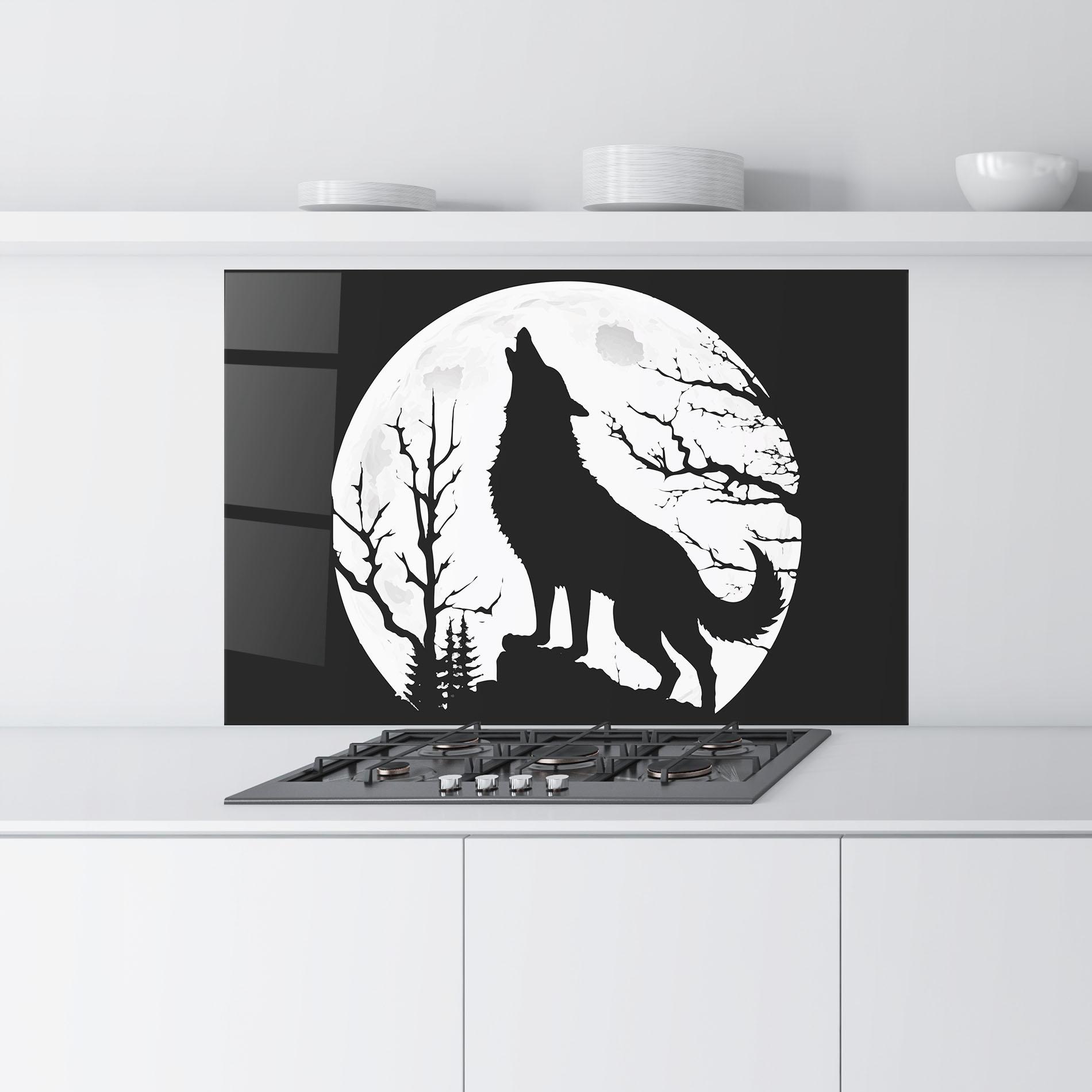 Panou Sticla Bucatarie Full Moon Wolf mockup 9
