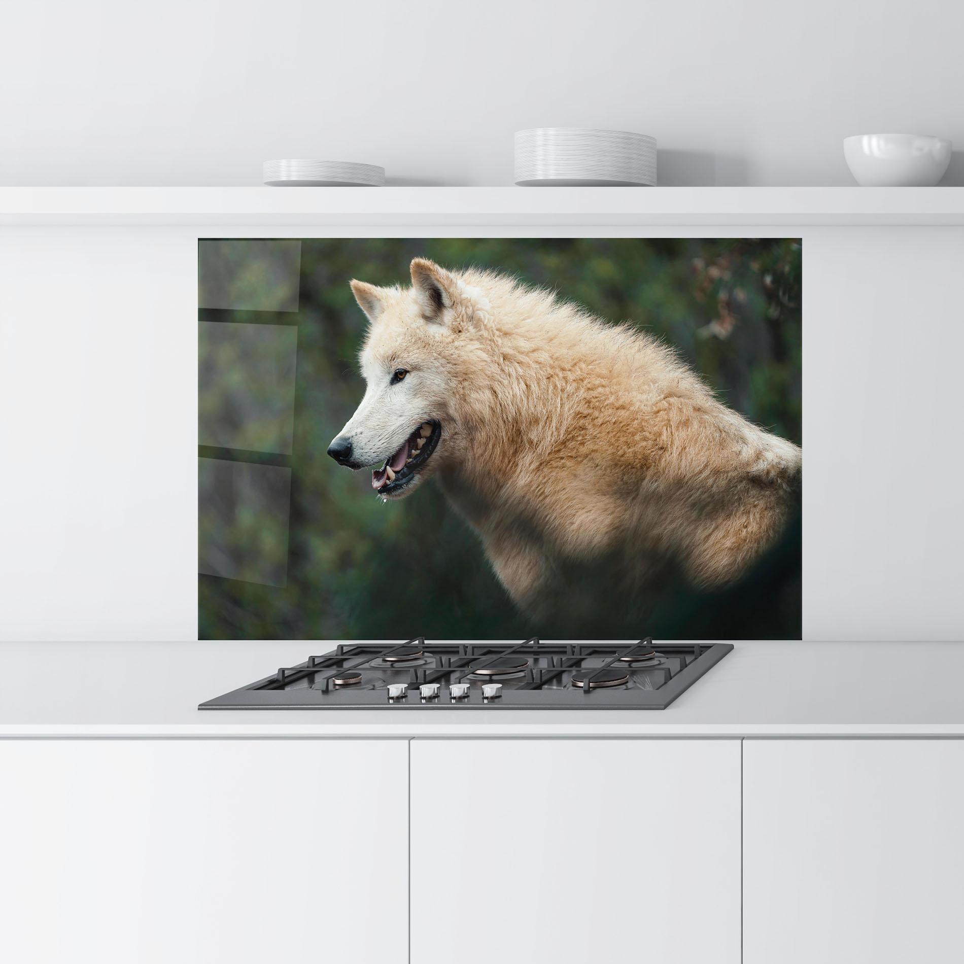 Panou Sticla Bucatarie White Alpha Wolf mockup 9