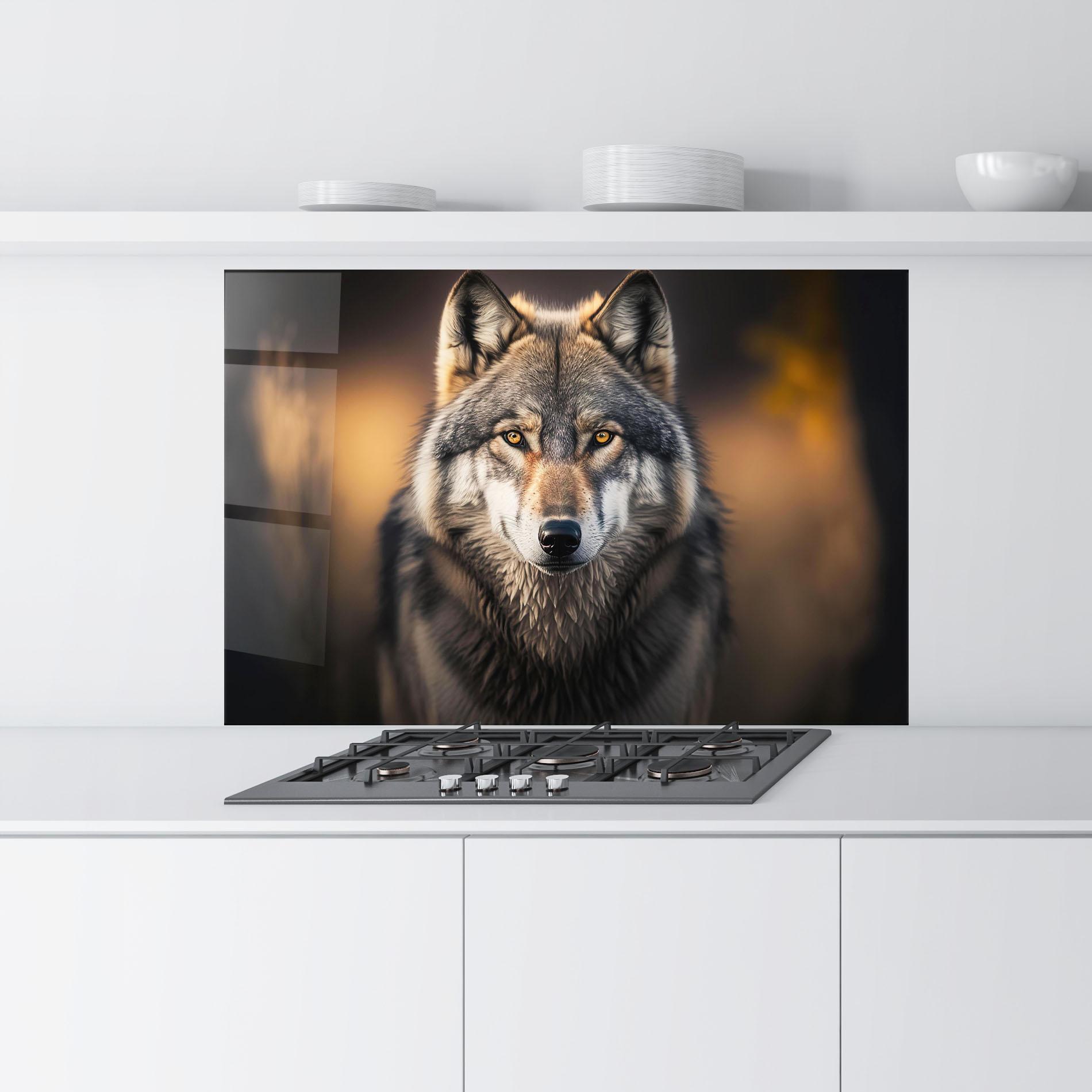 Panou Sticla Bucatarie Wild Gray Wolf mockup 9