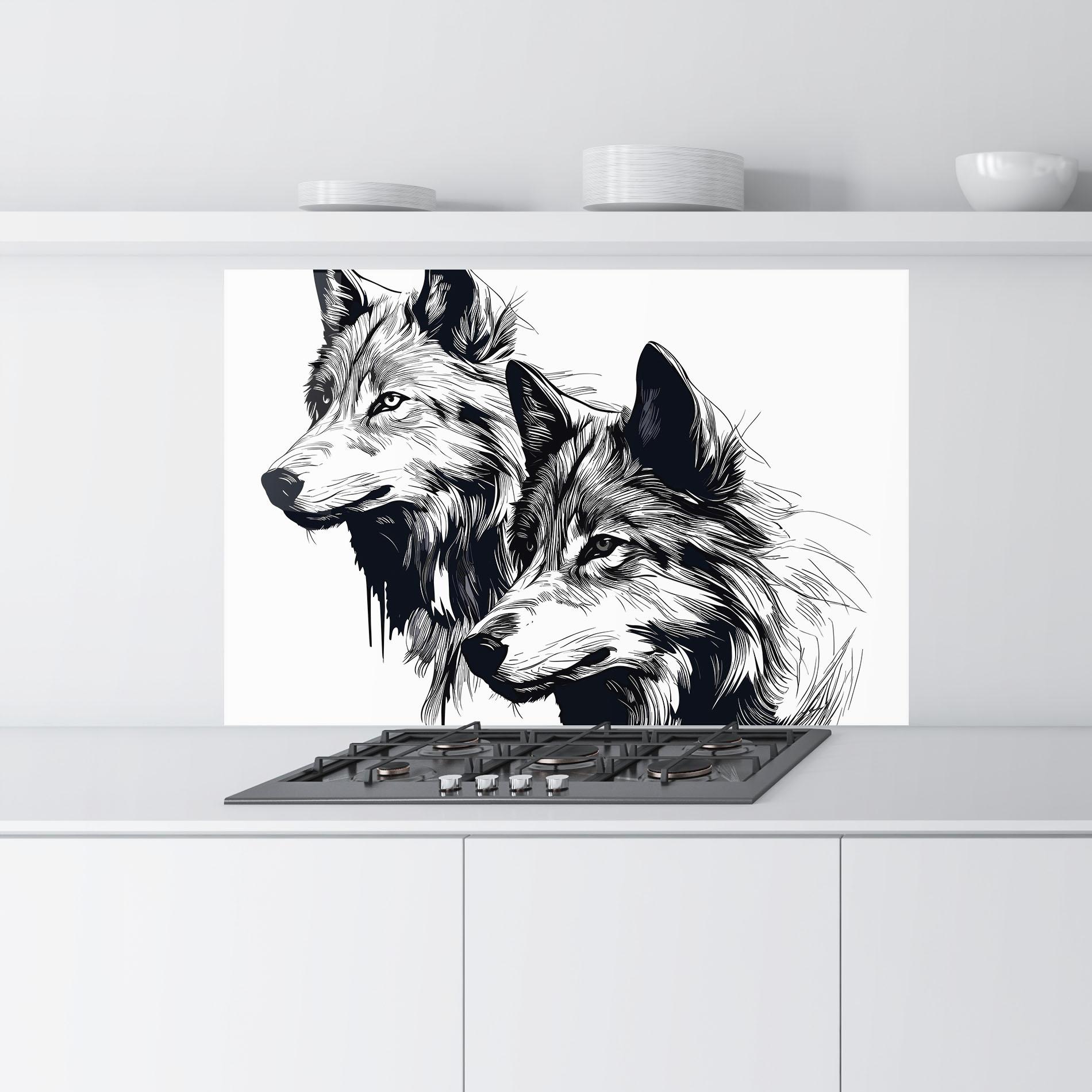 Panou Sticla Bucatarie Wolf Friends mockup 9