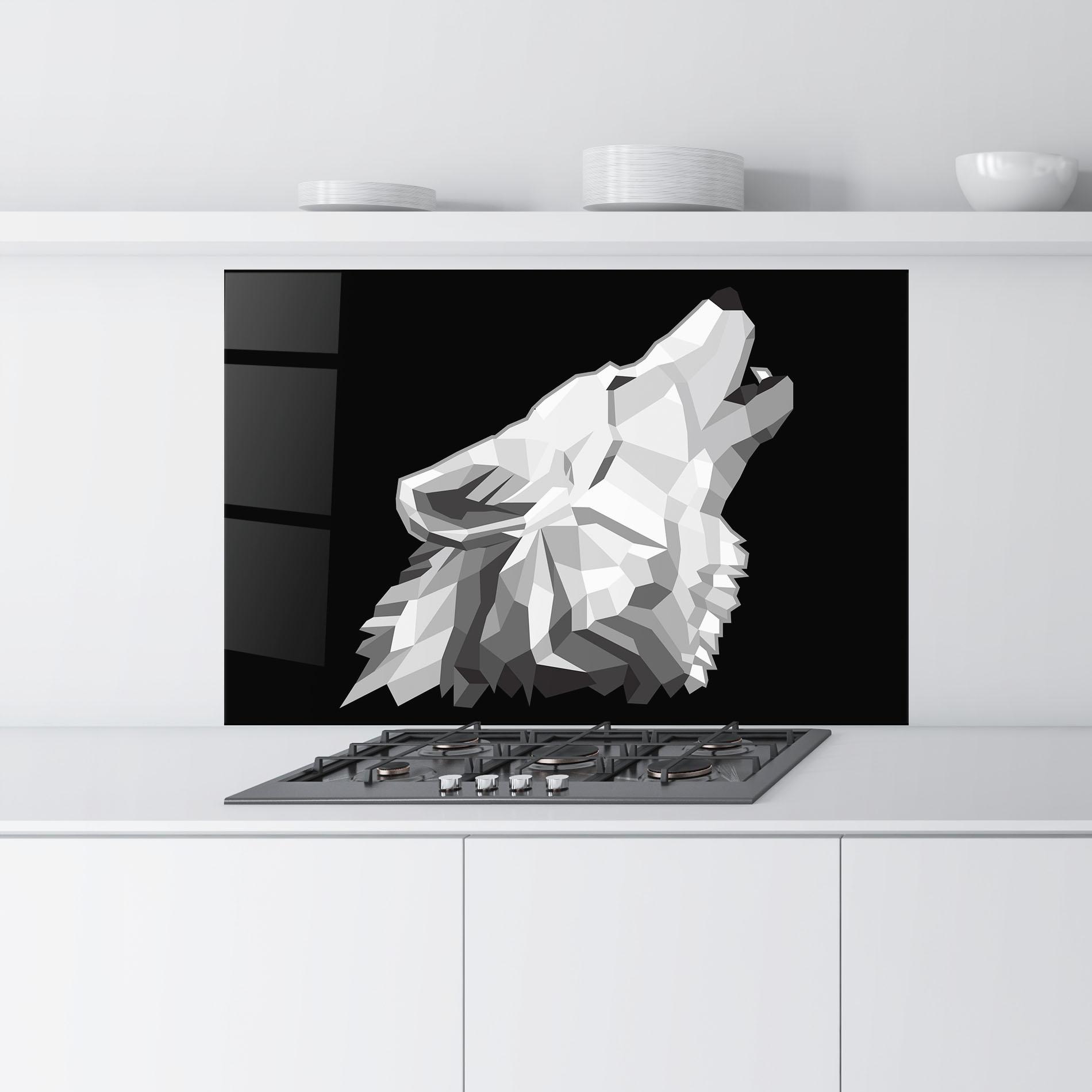 Panou Sticla Bucatarie Wolf Singing mockup 9