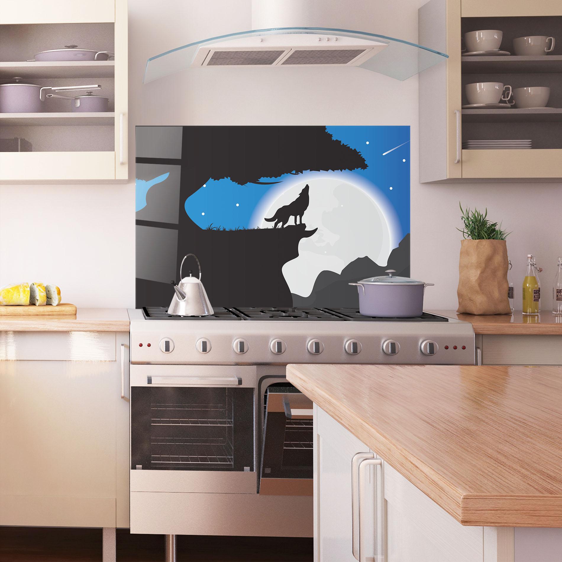 Panou Sticla Bucatarie Blue Light Wolf mockup 1