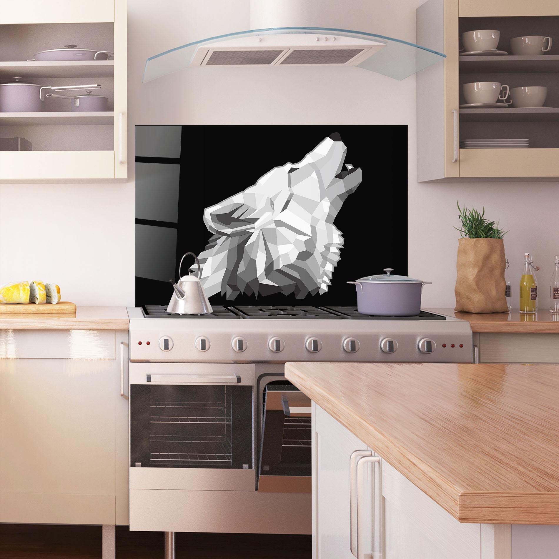 Panou Sticla Bucatarie Wolf Singing mockup 1