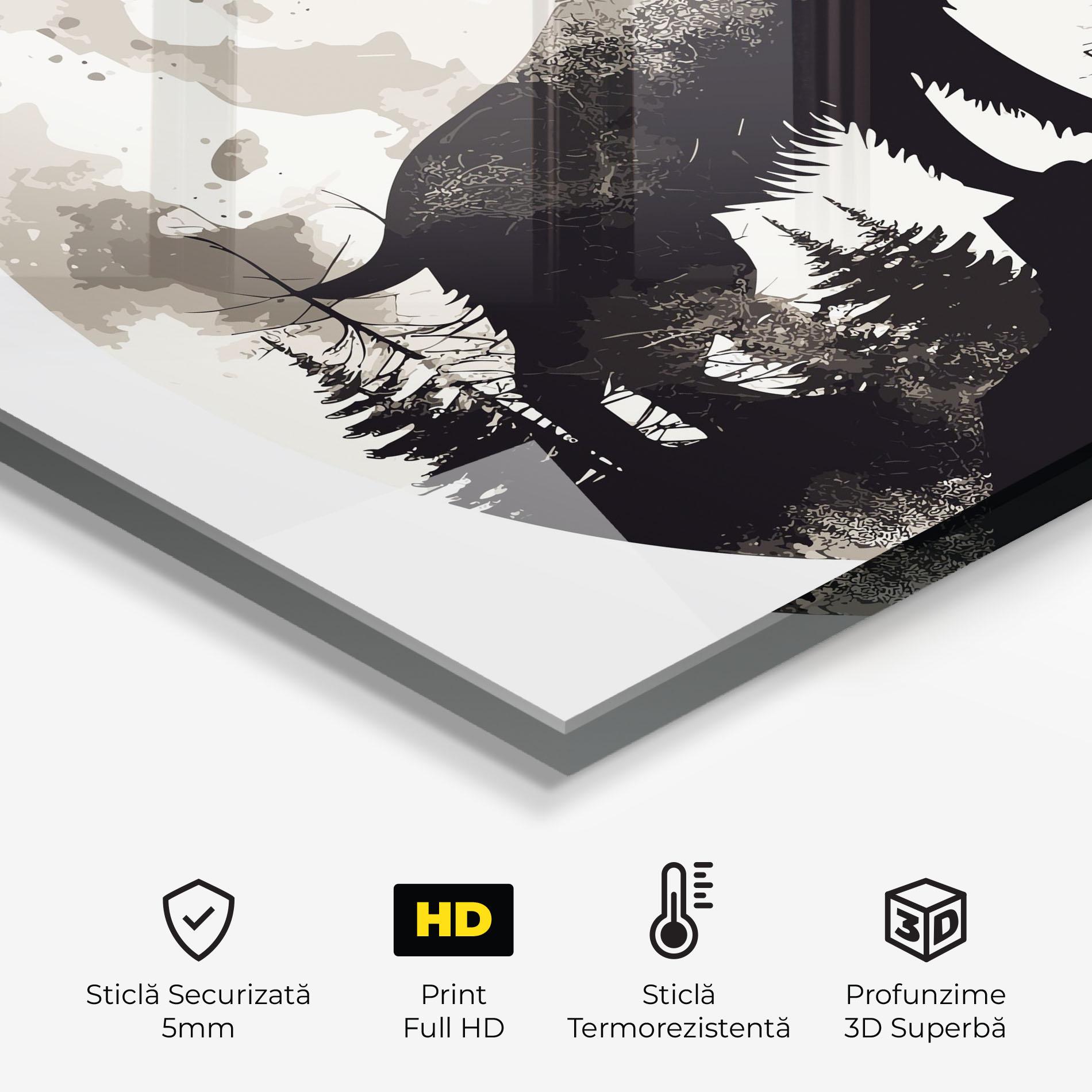 Panou Sticla Bucatarie Black On Cream Wolf mockup 2