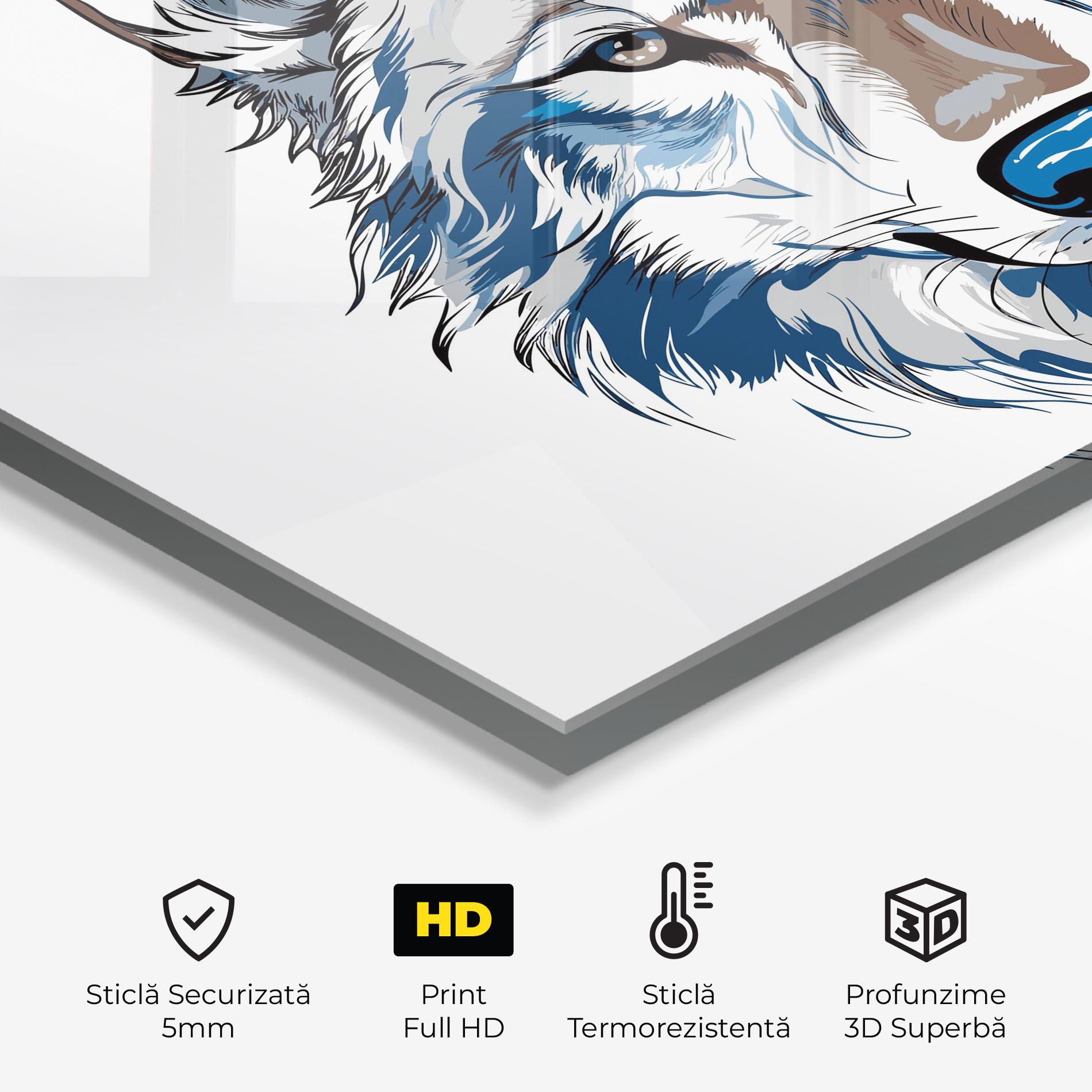 Panou Sticla Bucatarie Blue Wolf Head mockup 2