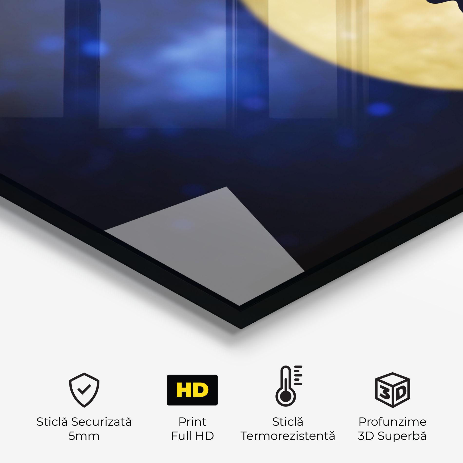 Panou Sticla Bucatarie Howling Wolf Silhouette mockup 2