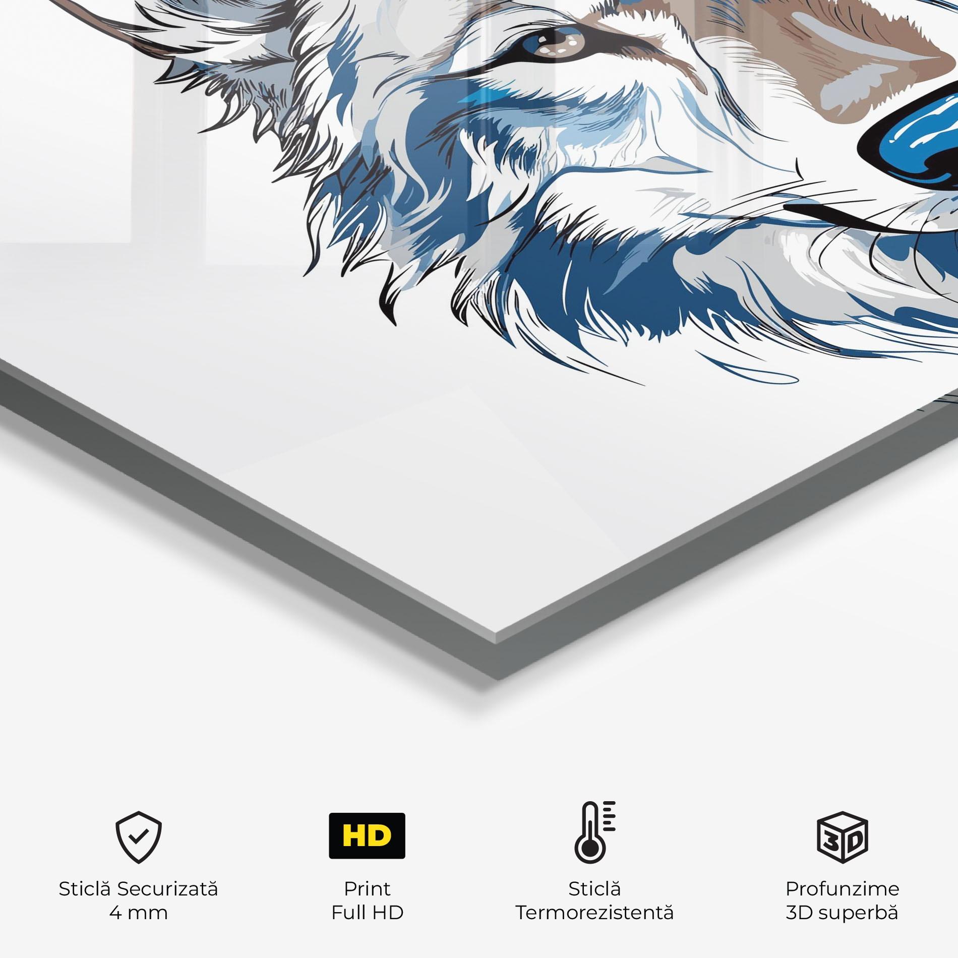 Panou Sticla Bucatarie Blue Wolf Head mockup 2