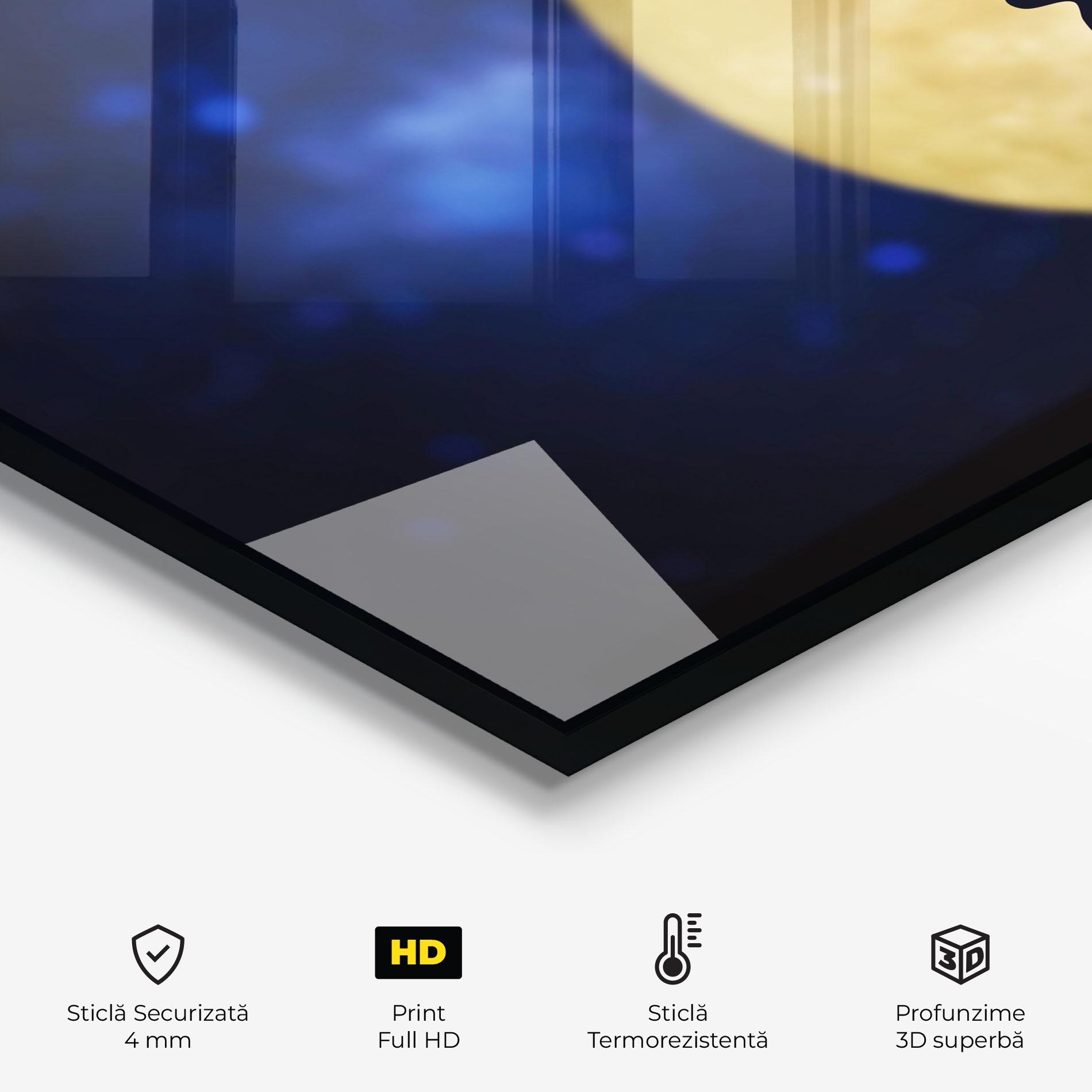 Panou Sticla Bucatarie Howling Wolf Silhouette mockup 2