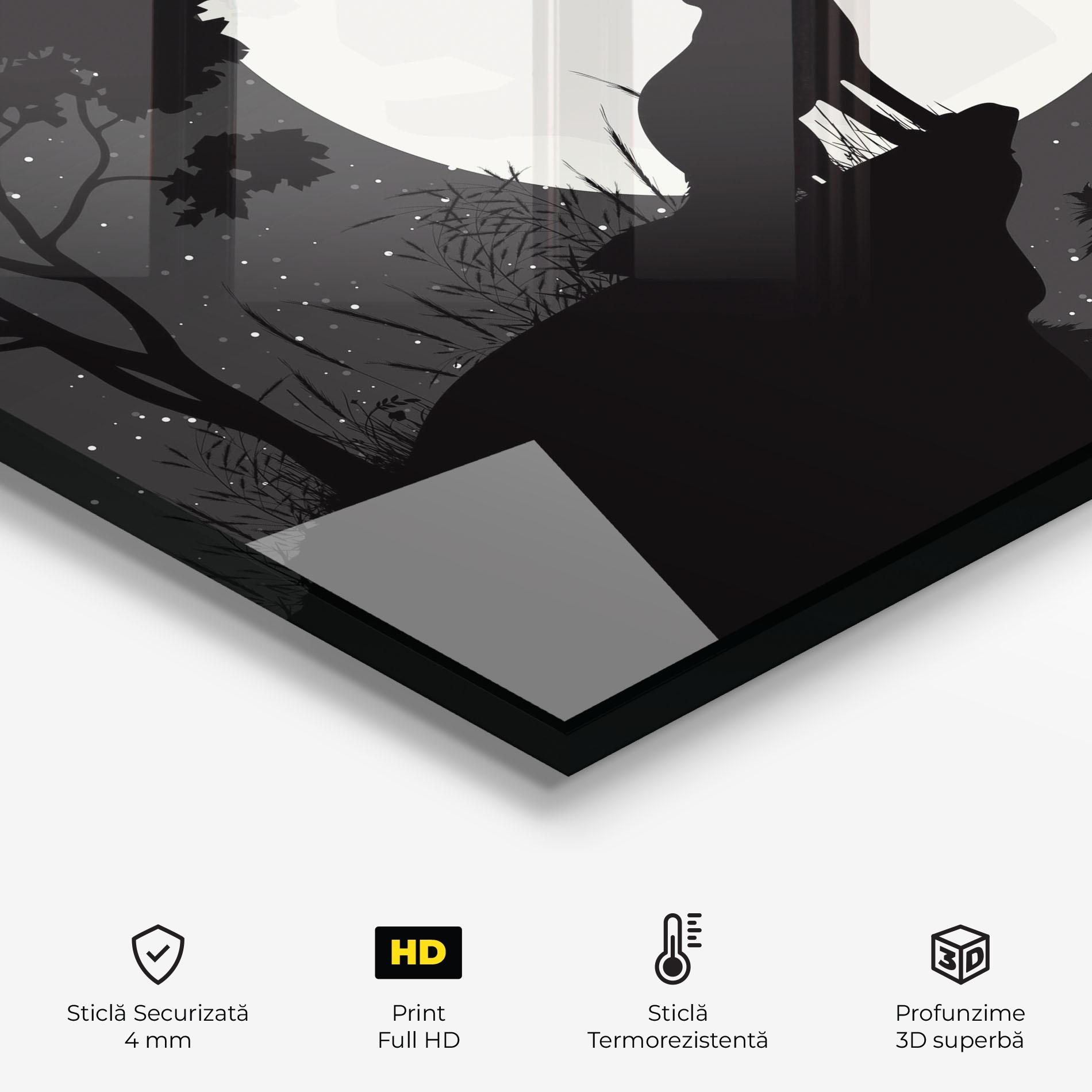 Panou Sticla Bucatarie Moon Wolf Silhouette mockup 2