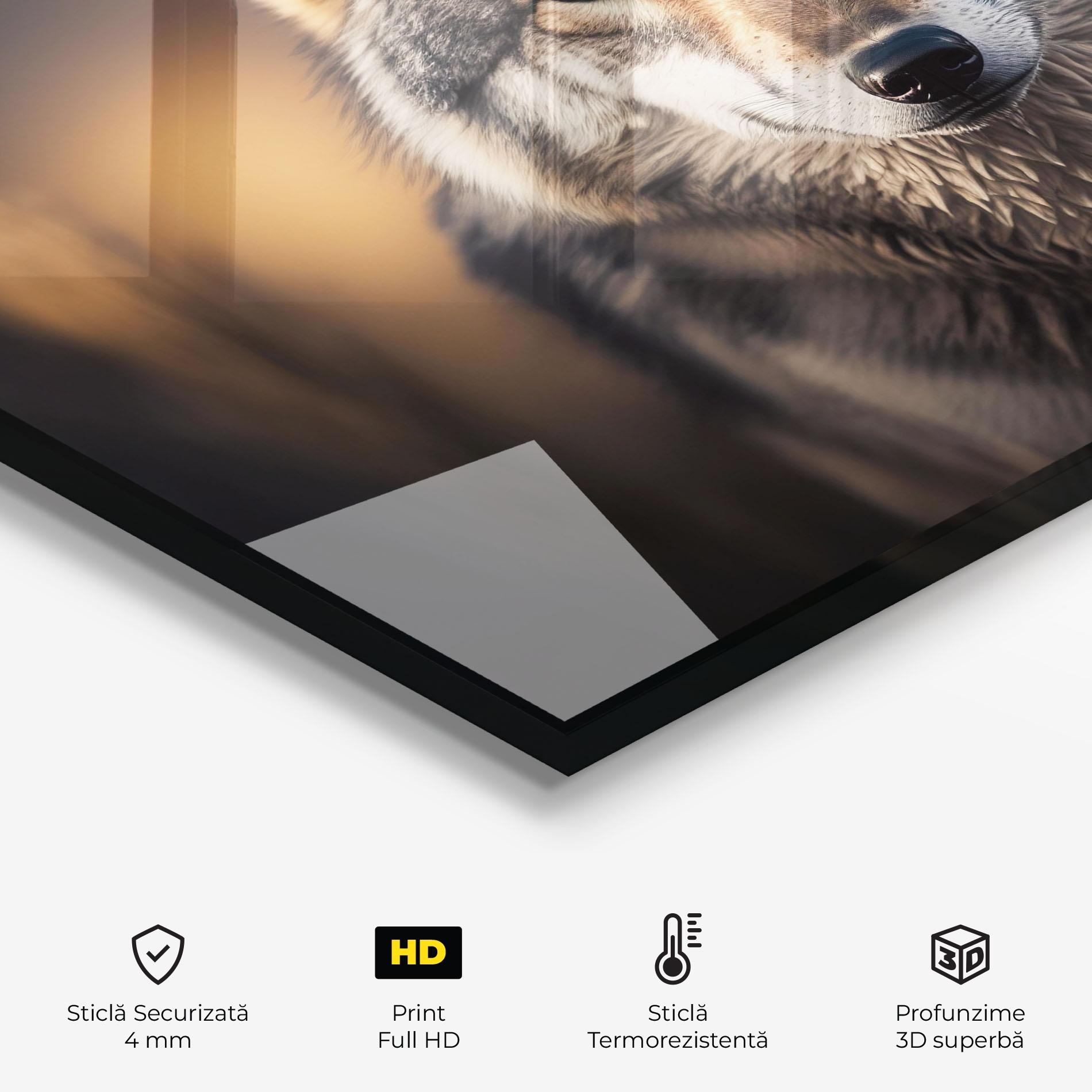 Panou Sticla Bucatarie Wild Gray Wolf mockup 2
