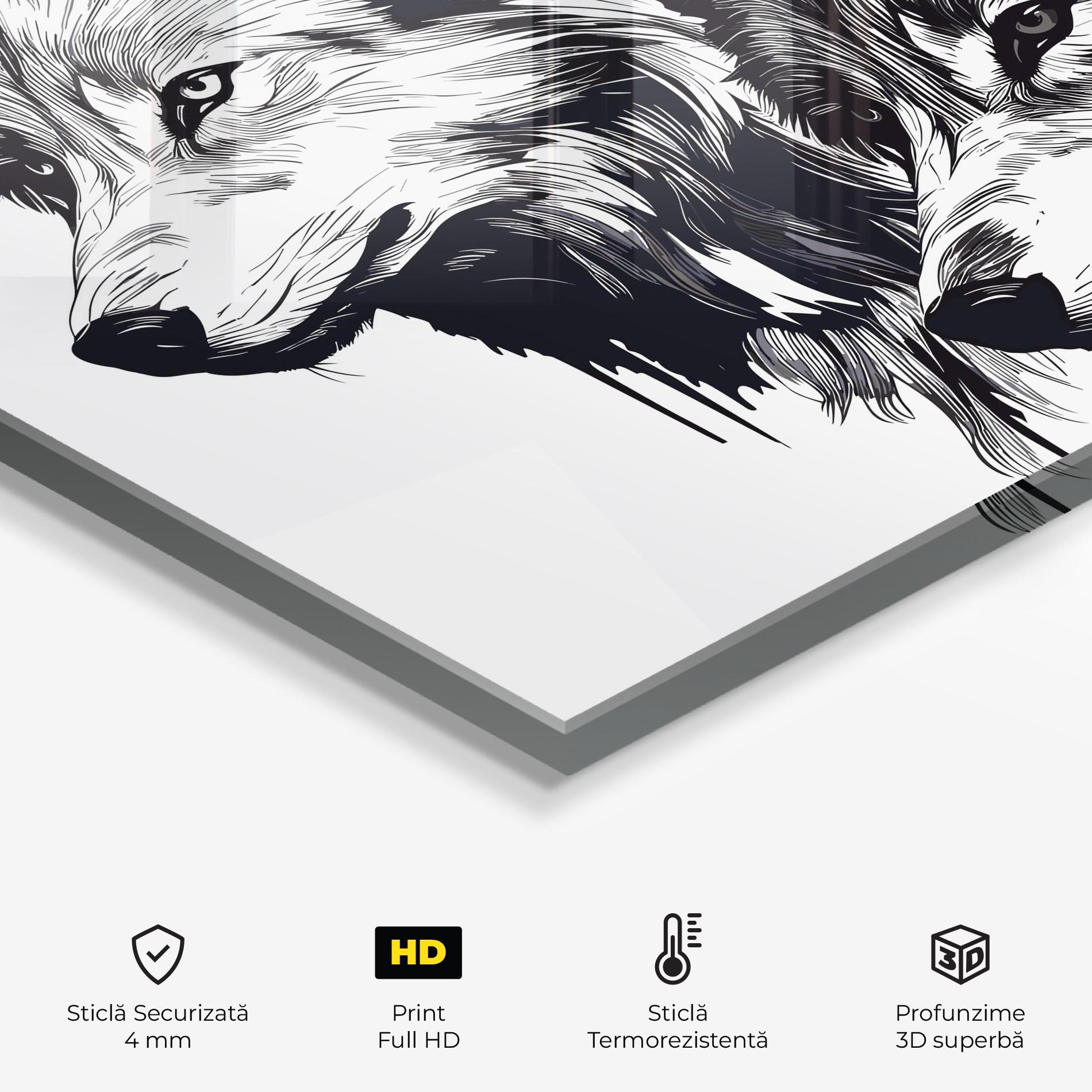 Panou Sticla Bucatarie Wolf Friends mockup 2