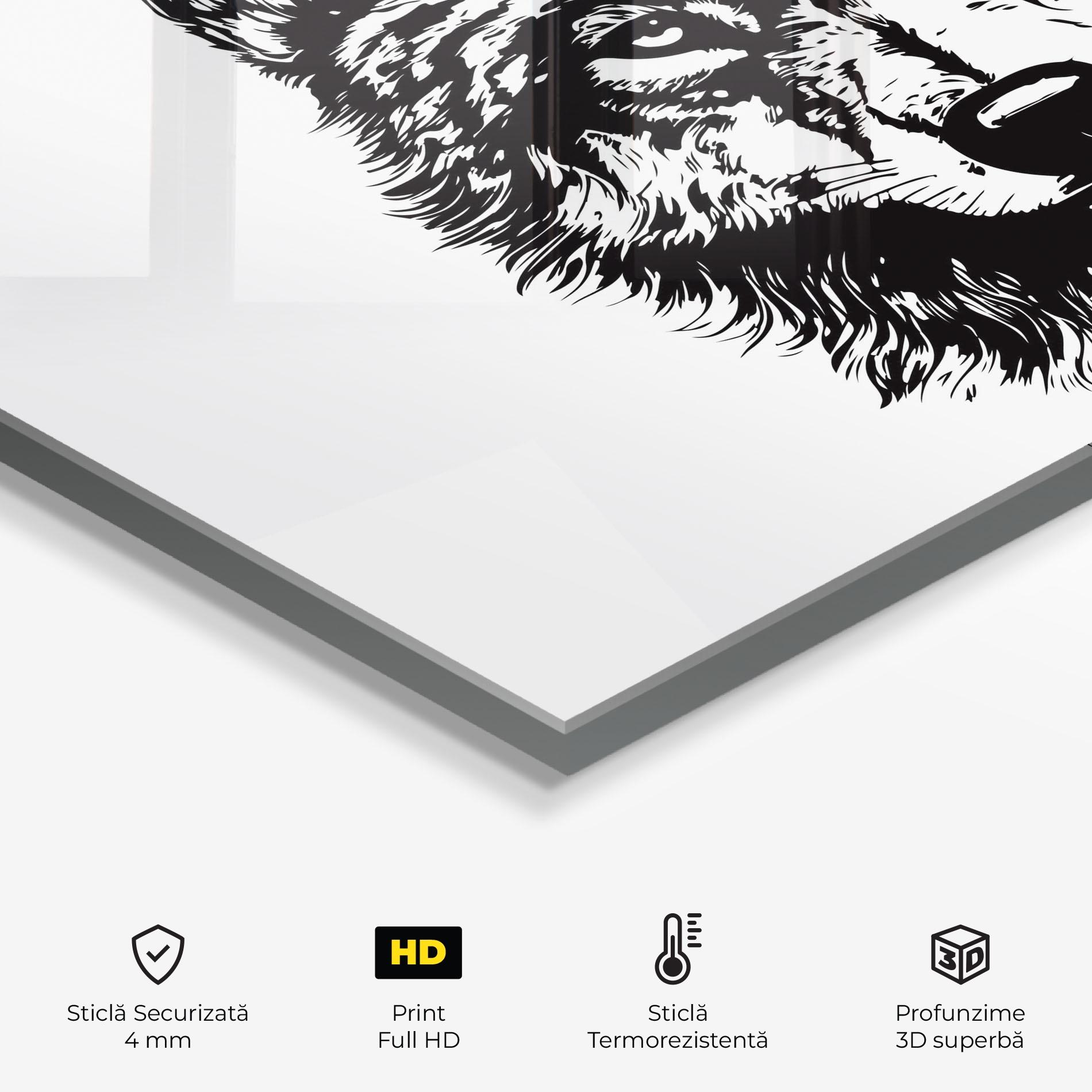 Panou Sticla Bucatarie Wolf Head Shilouette mockup 2