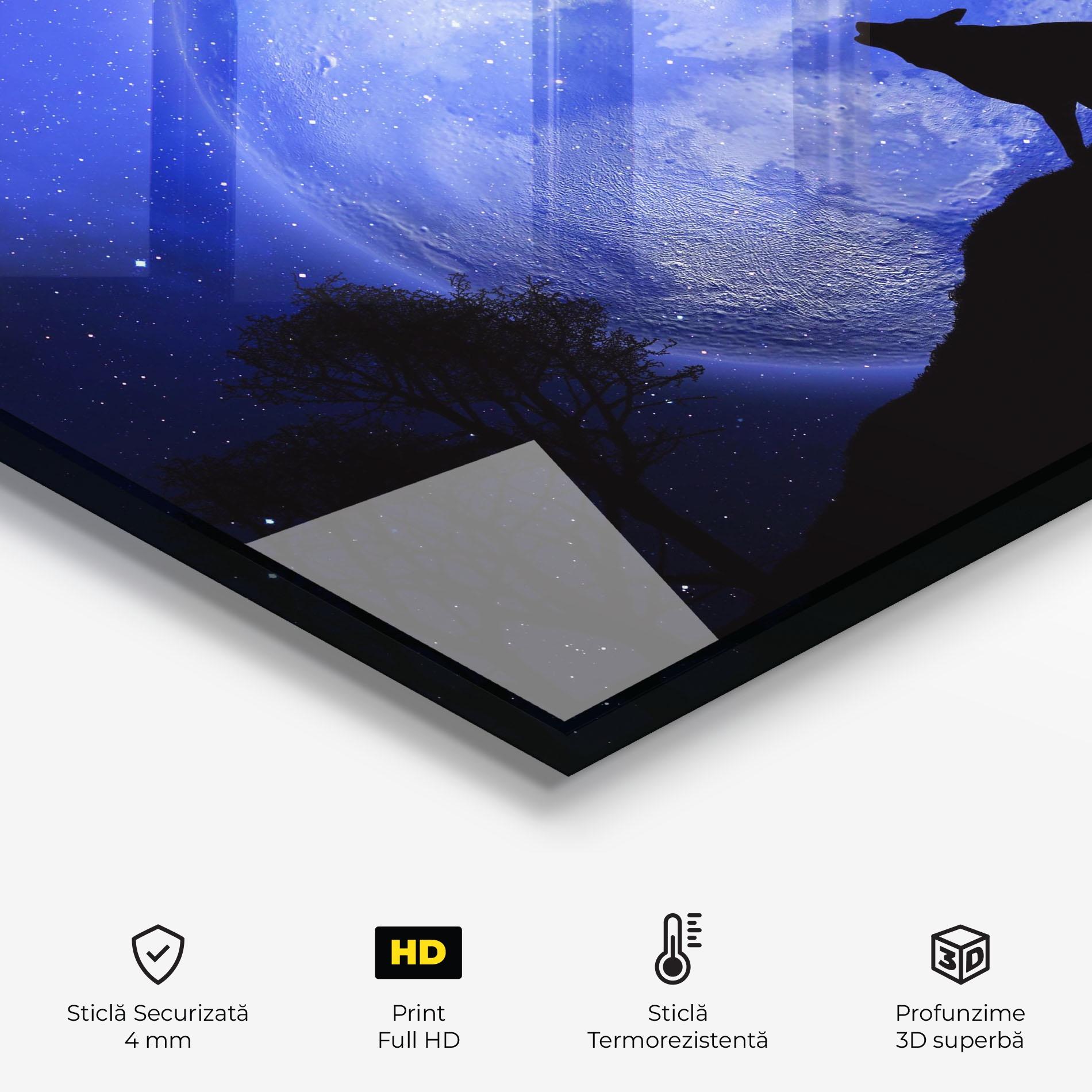 Panou Sticla Bucatarie Wolf Howling mockup 2