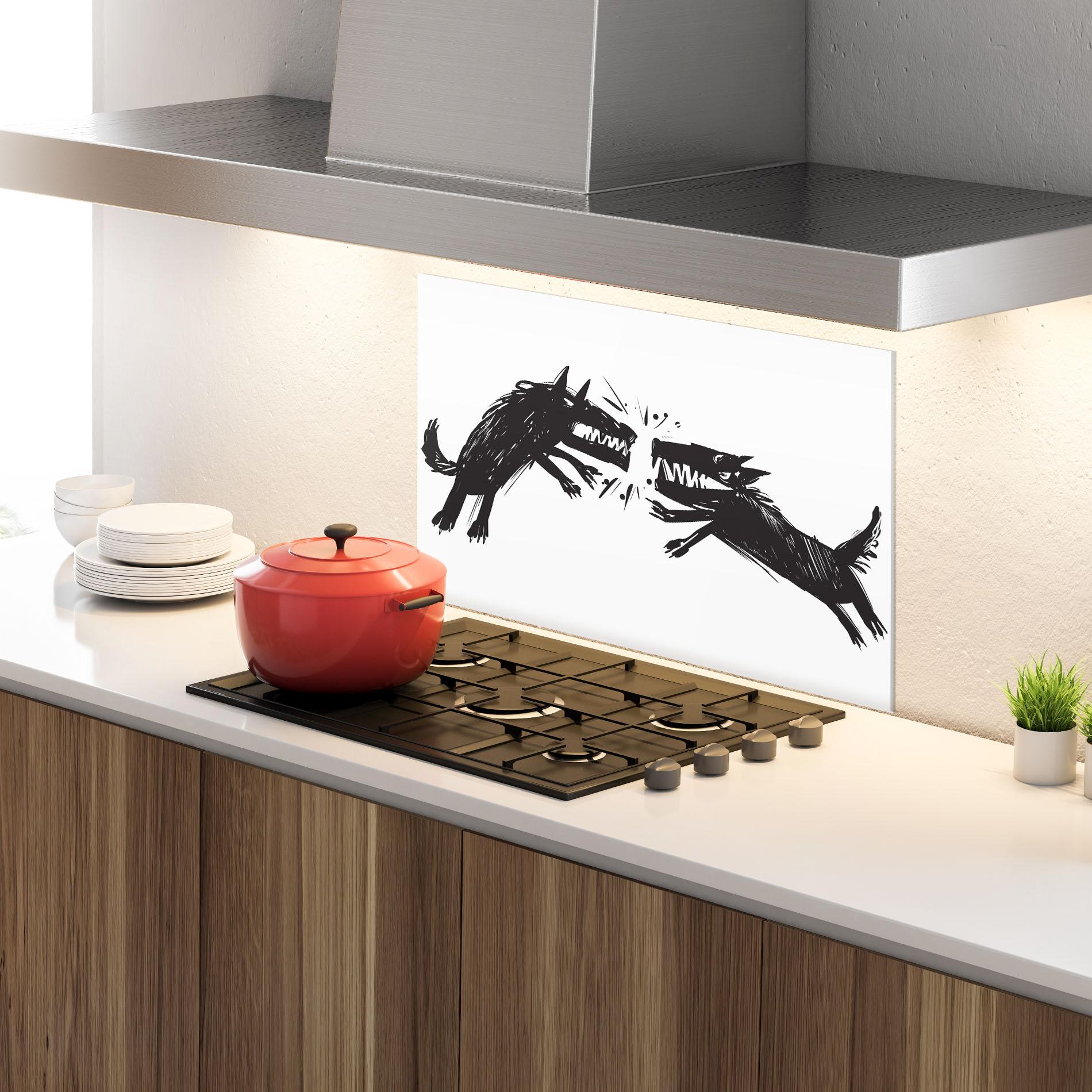 Panou Sticla Bucatarie Black Wolves mockup 4