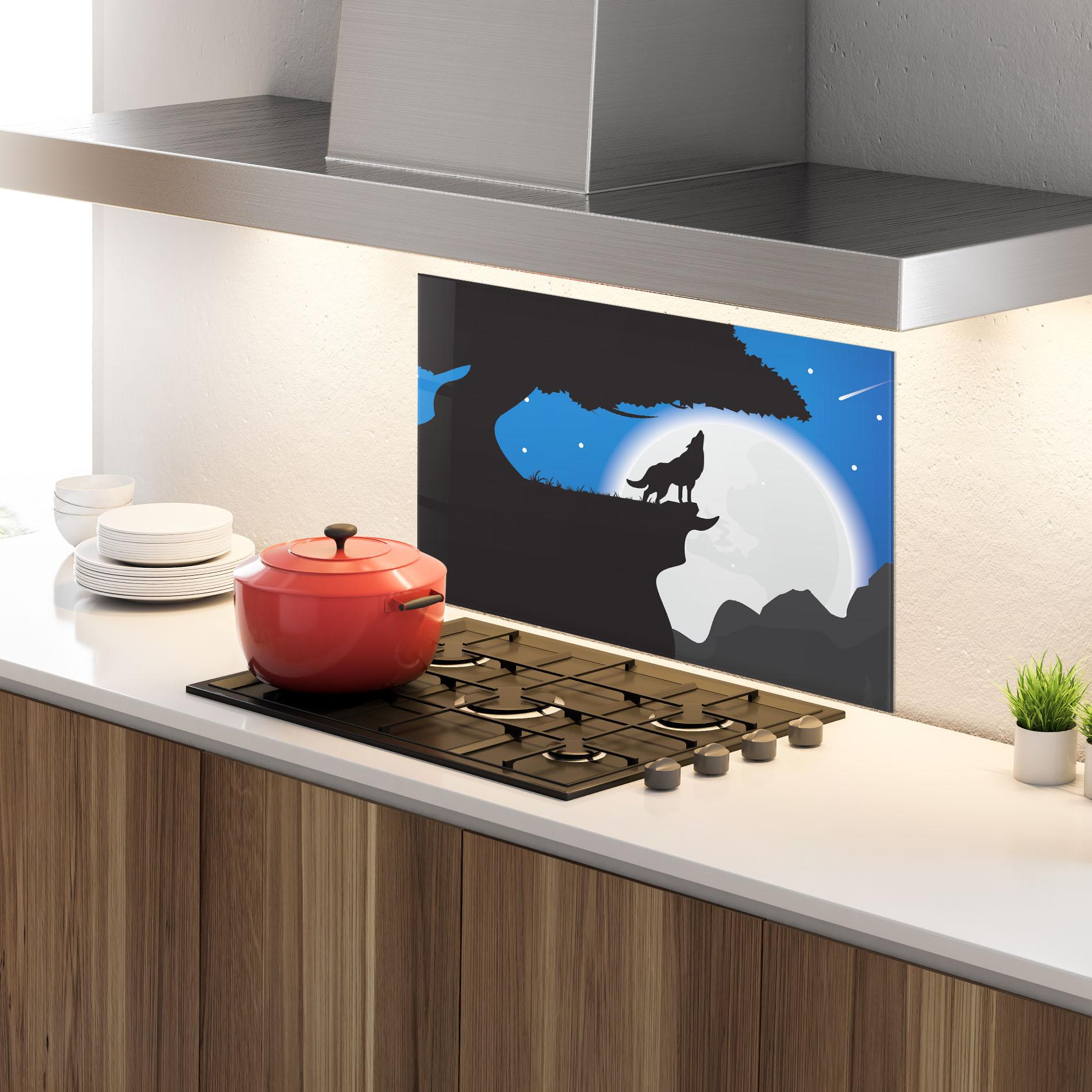 Panou Sticla Bucatarie Blue Light Wolf mockup 4