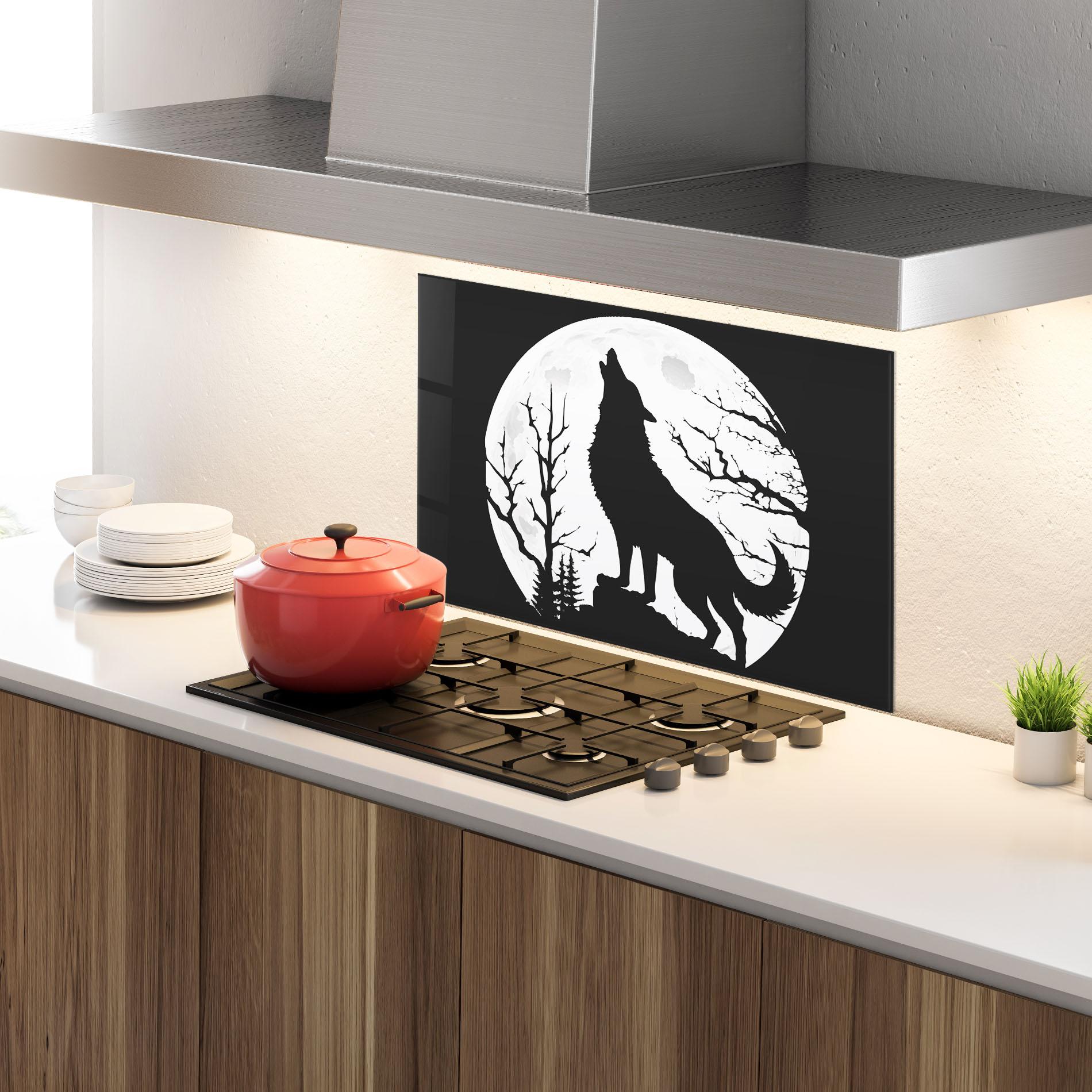 Panou Sticla Bucatarie Full Moon Wolf mockup 4
