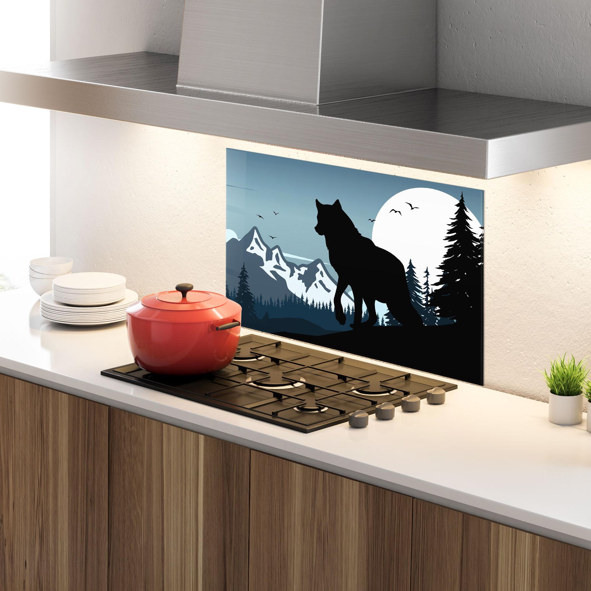 Panou Sticla Bucatarie Hill Wolf mockup 4