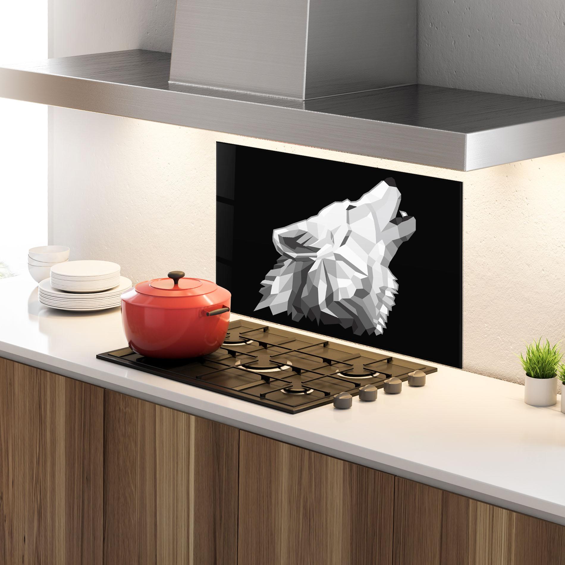 Panou Sticla Bucatarie Wolf Singing mockup 4