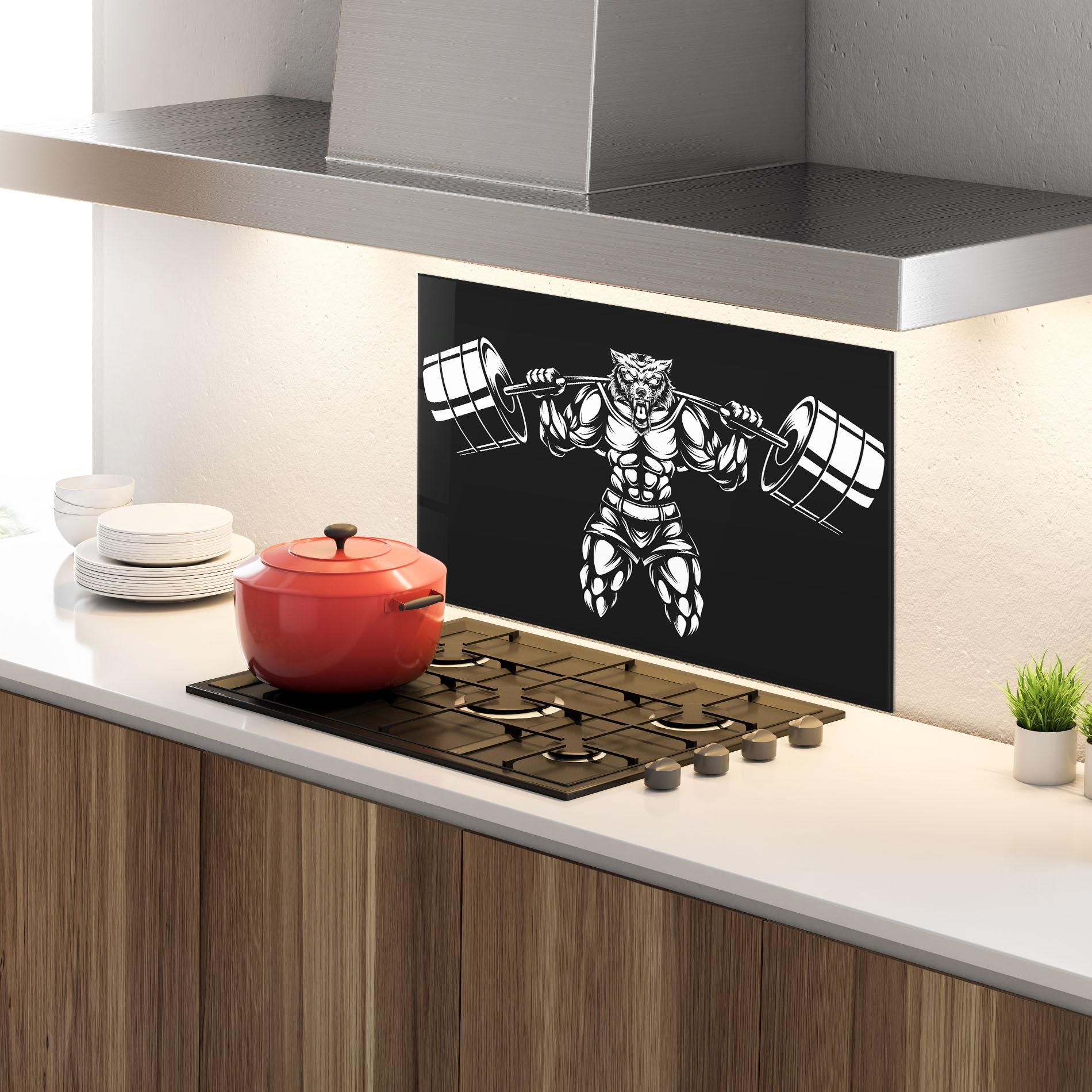 Panou Sticla Bucatarie Work Out Wolf mockup 4