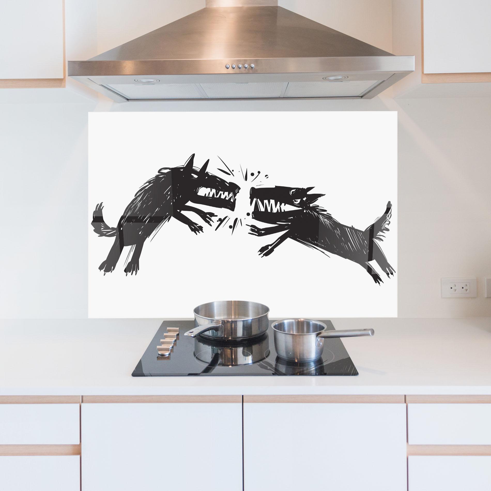 Panou Sticla Bucatarie Black Wolves mockup 5