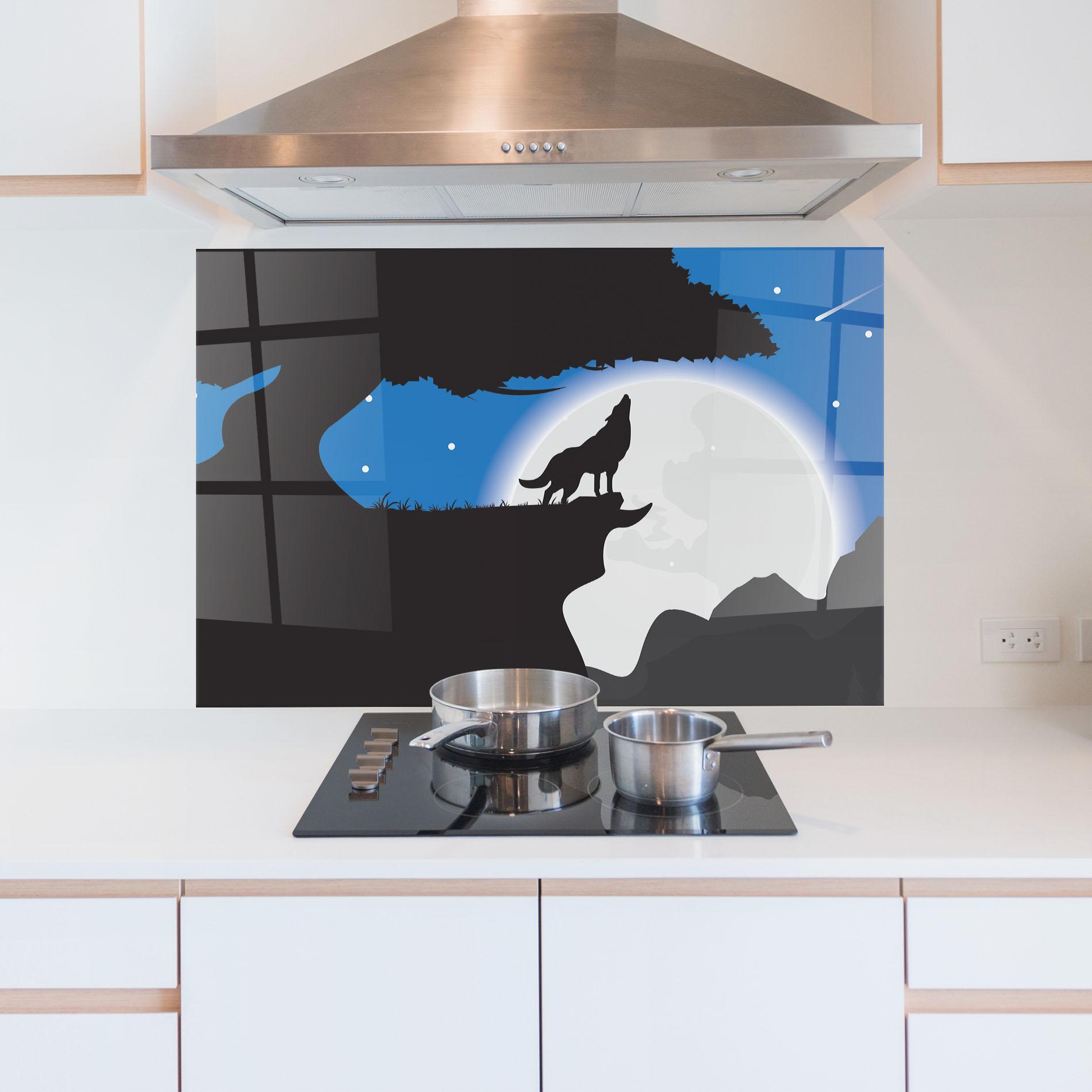 Panou Sticla Bucatarie Blue Light Wolf mockup 5