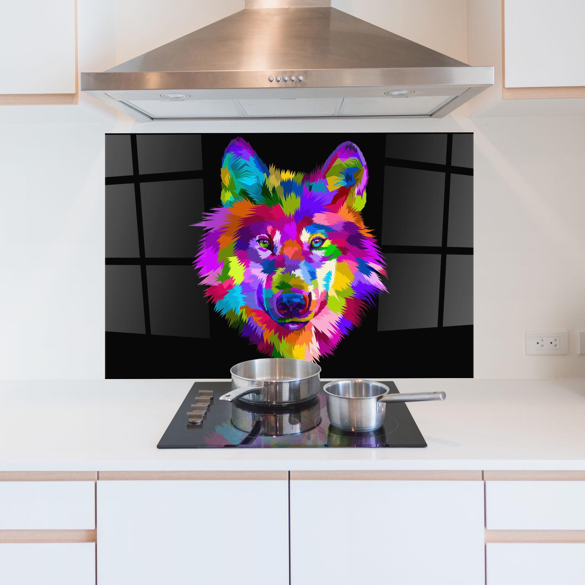 Panou Sticla Bucatarie Color Mix Wolf mockup 5