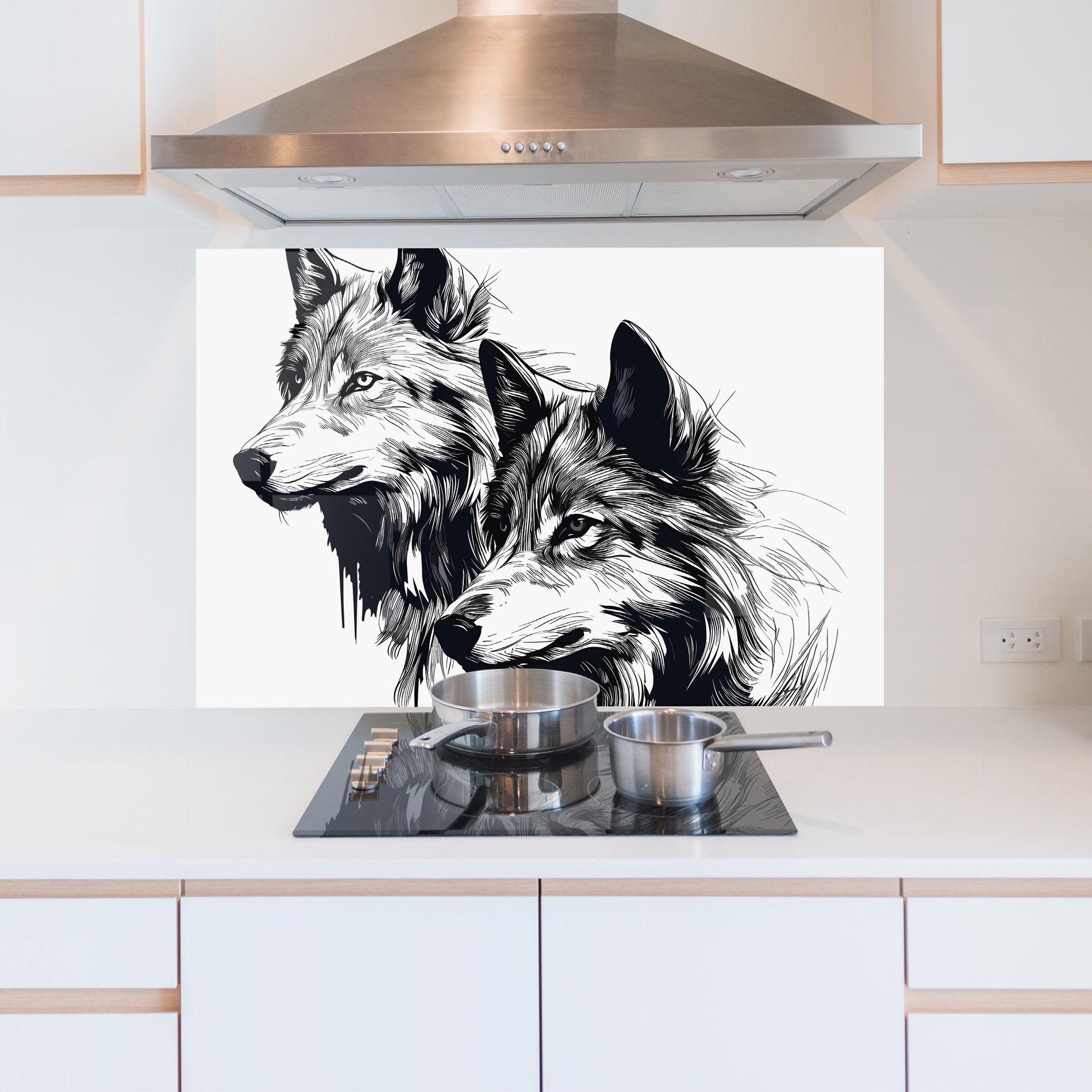 Panou Sticla Bucatarie Wolf Friends mockup 5
