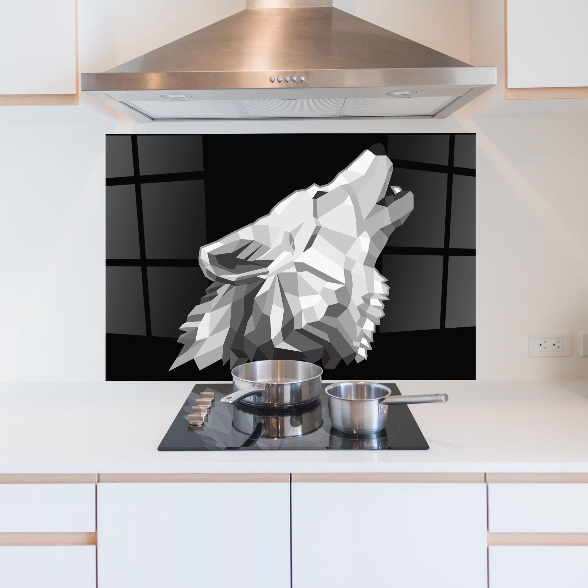 Panou Sticla Bucatarie Wolf Singing mockup 5