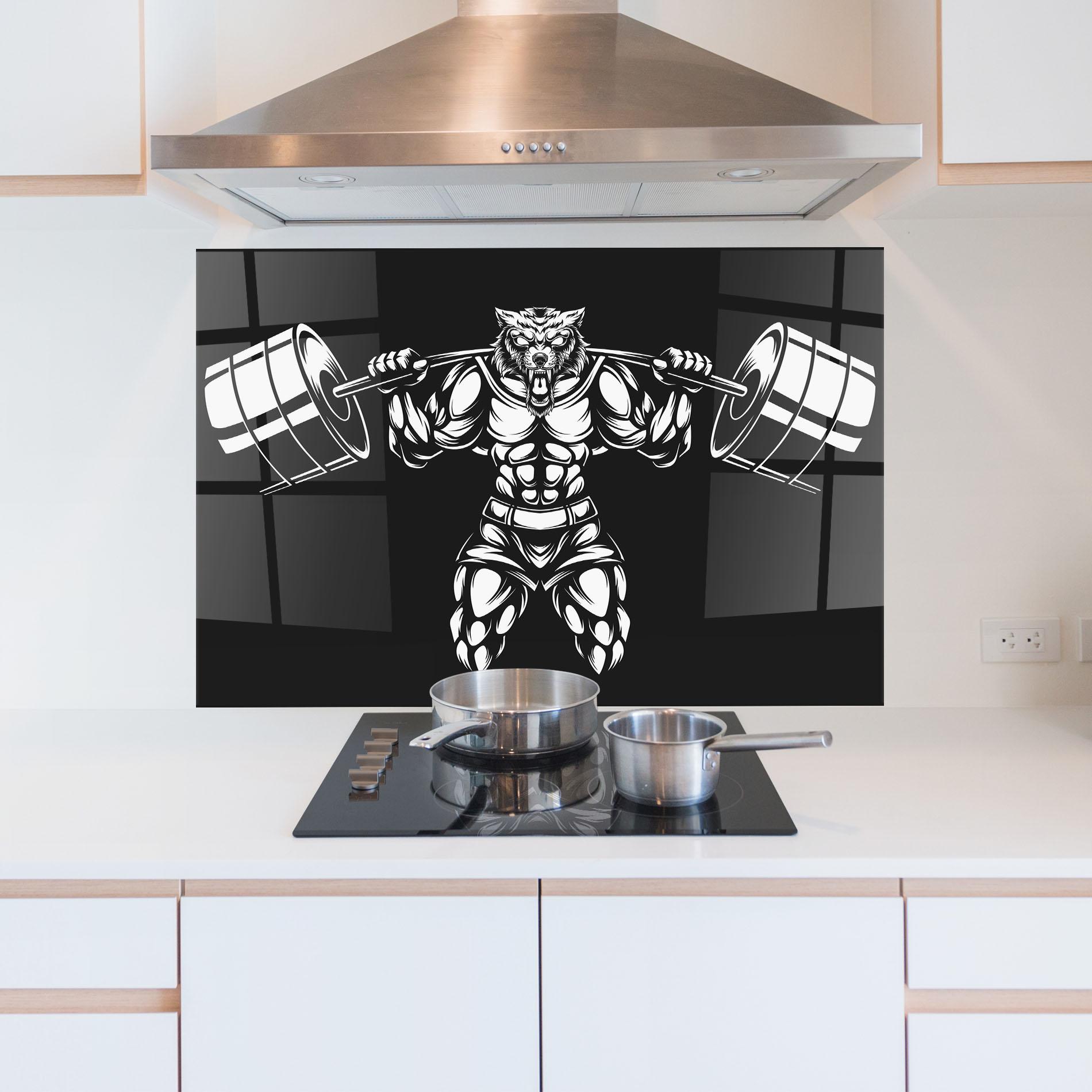 Panou Sticla Bucatarie Work Out Wolf mockup 5