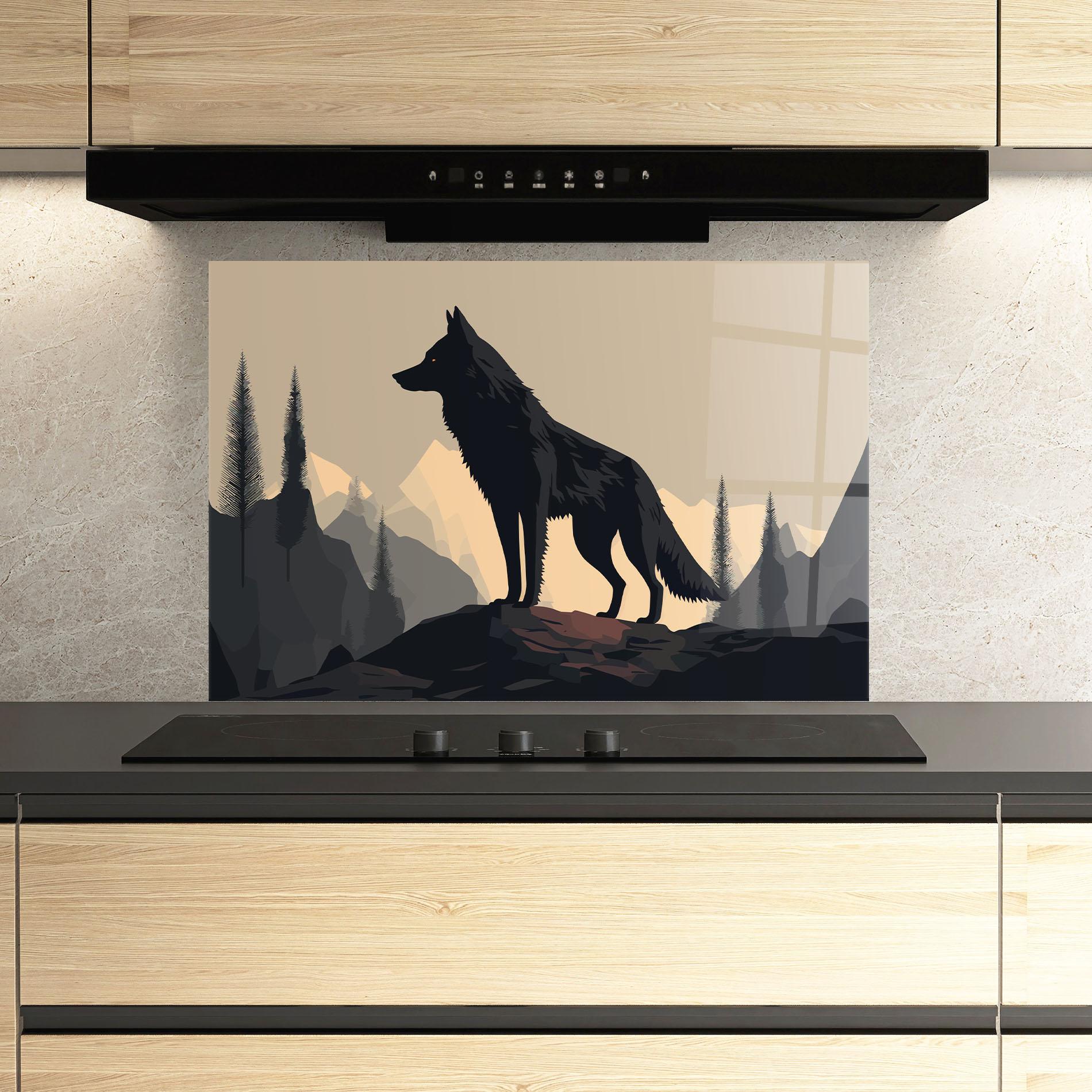 Panou Sticla Bucatarie Black Wolf mockup 3