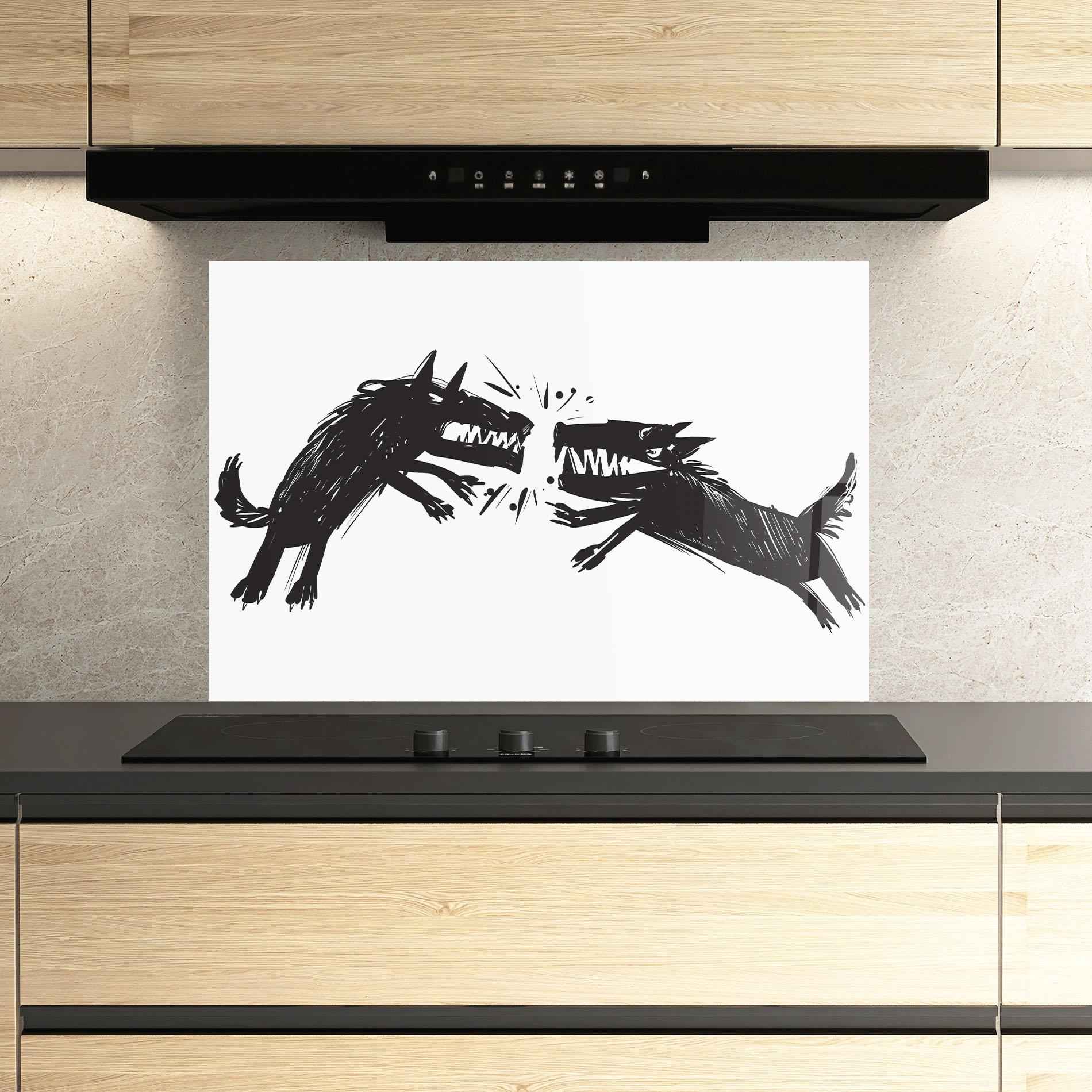 Panou Sticla Bucatarie Black Wolves mockup 3