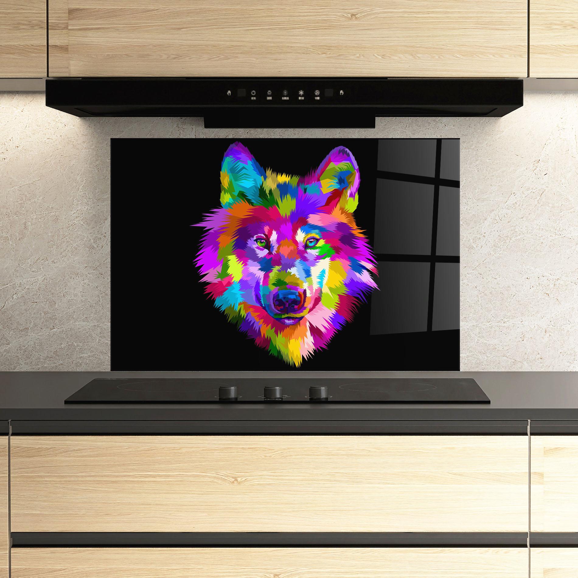 Panou Sticla Bucatarie Color Mix Wolf mockup 3