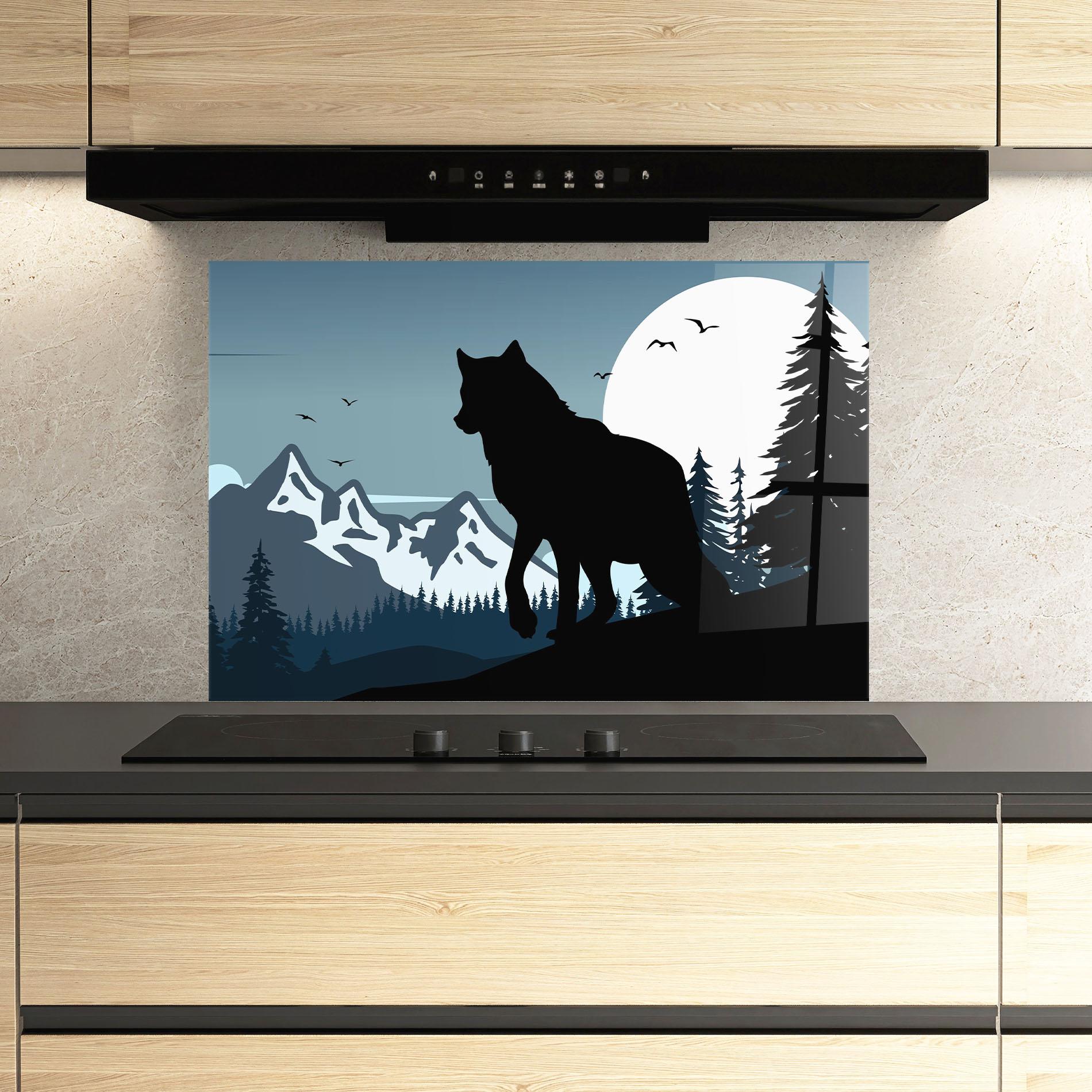 Panou Sticla Bucatarie Hill Wolf mockup 3