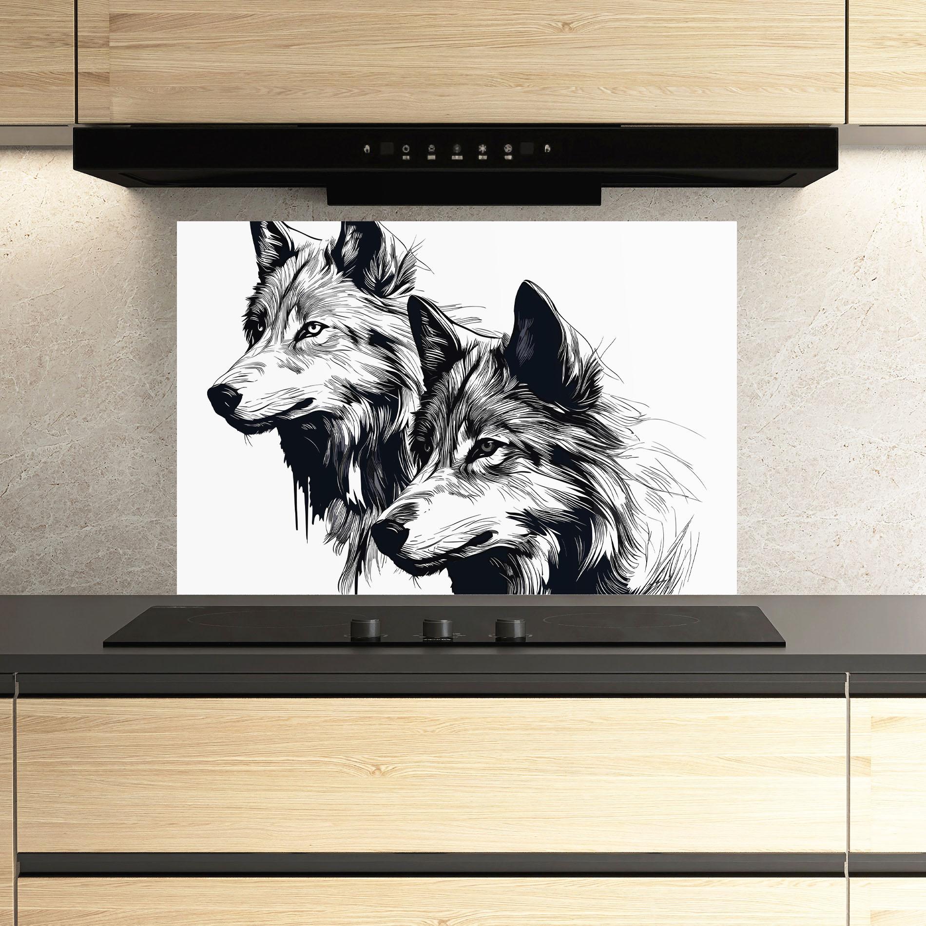 Panou Sticla Bucatarie Wolf Friends mockup 3